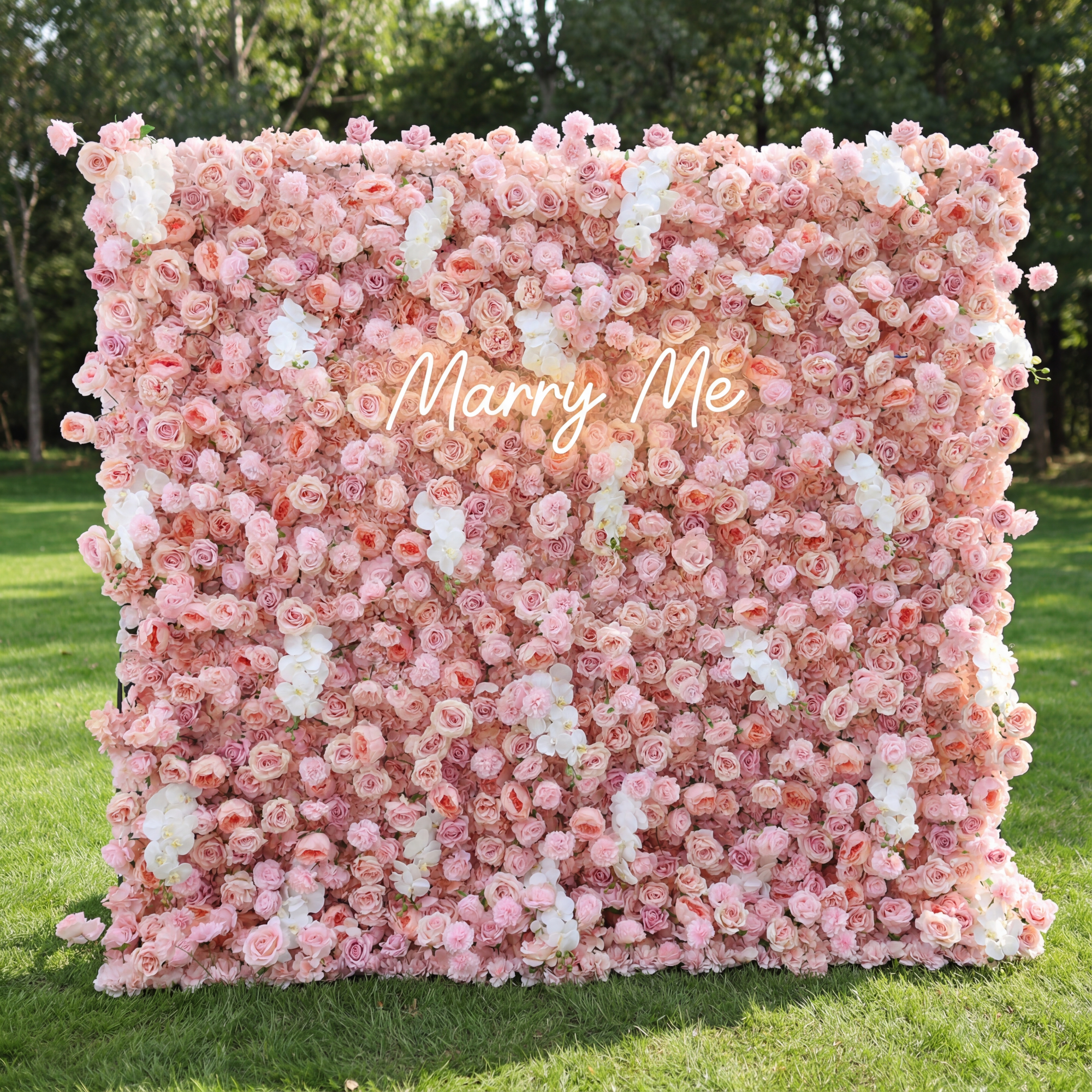ValarFlower Blush & White Floral Extravaganza Wall: A Romantic, Dreamy Masterpiece for Enchanting Celebrations VF-550