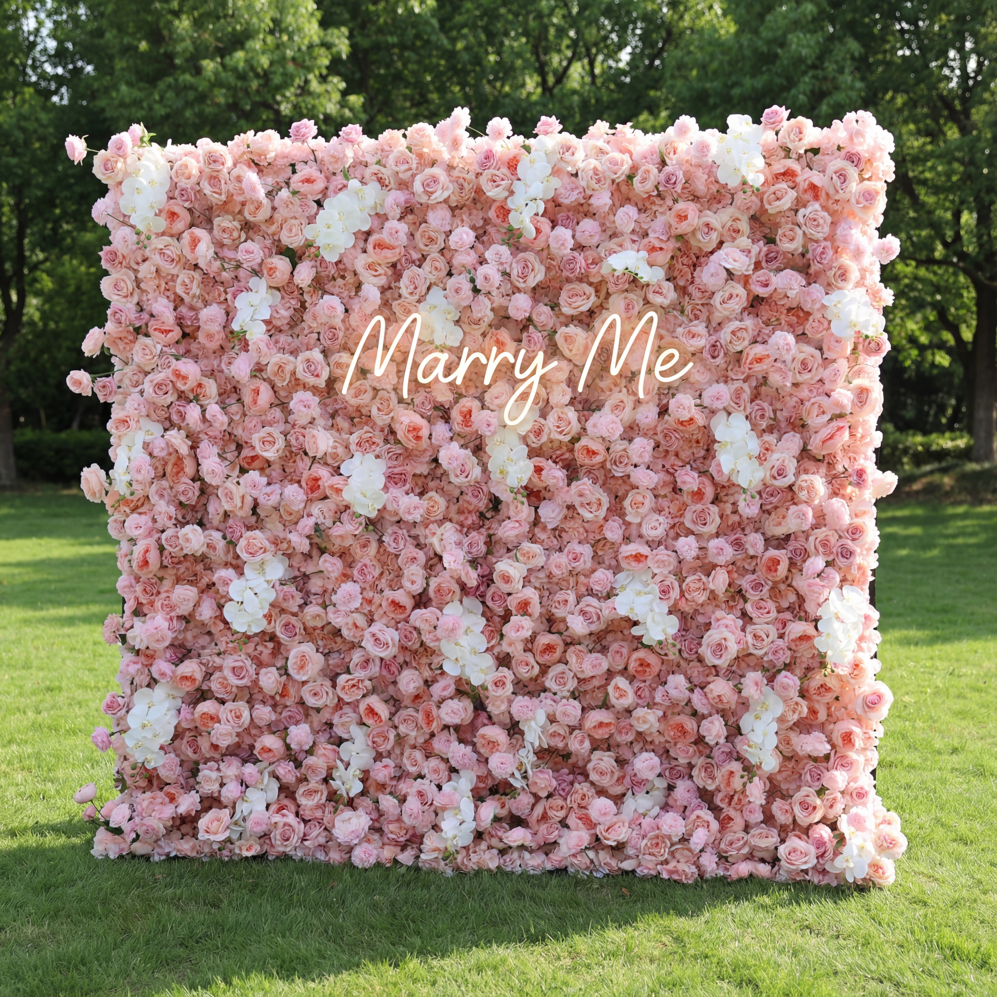 ValarFlower Blush & White Floral Extravaganza Wall: A Romantic, Dreamy Masterpiece for Enchanting Celebrations VF-550