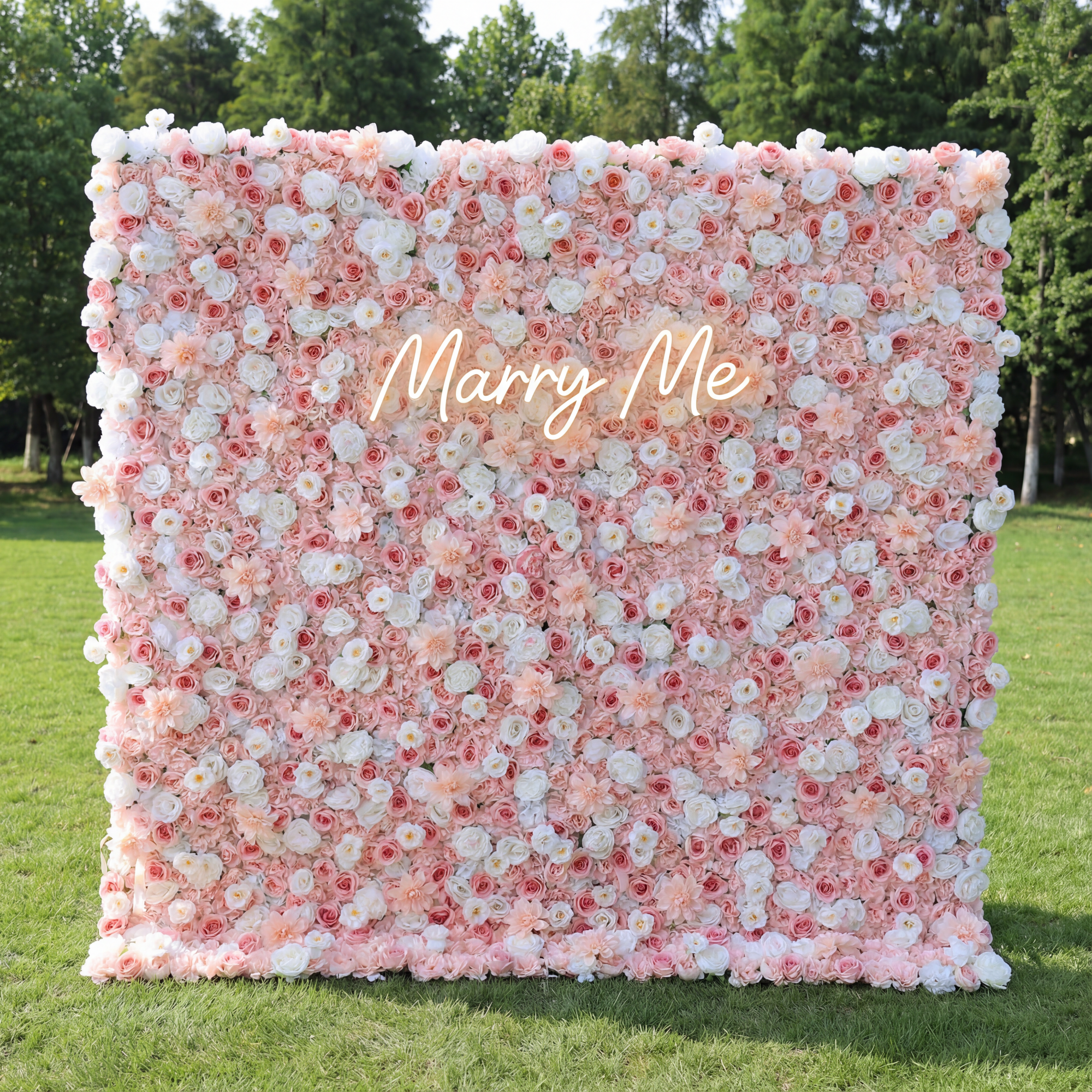 ValarFlower Blush Pink & Soft White Floral Extravaganza Wall: A Dreamy, Romantic Masterpiece for Enchanting Celebrations VF-553