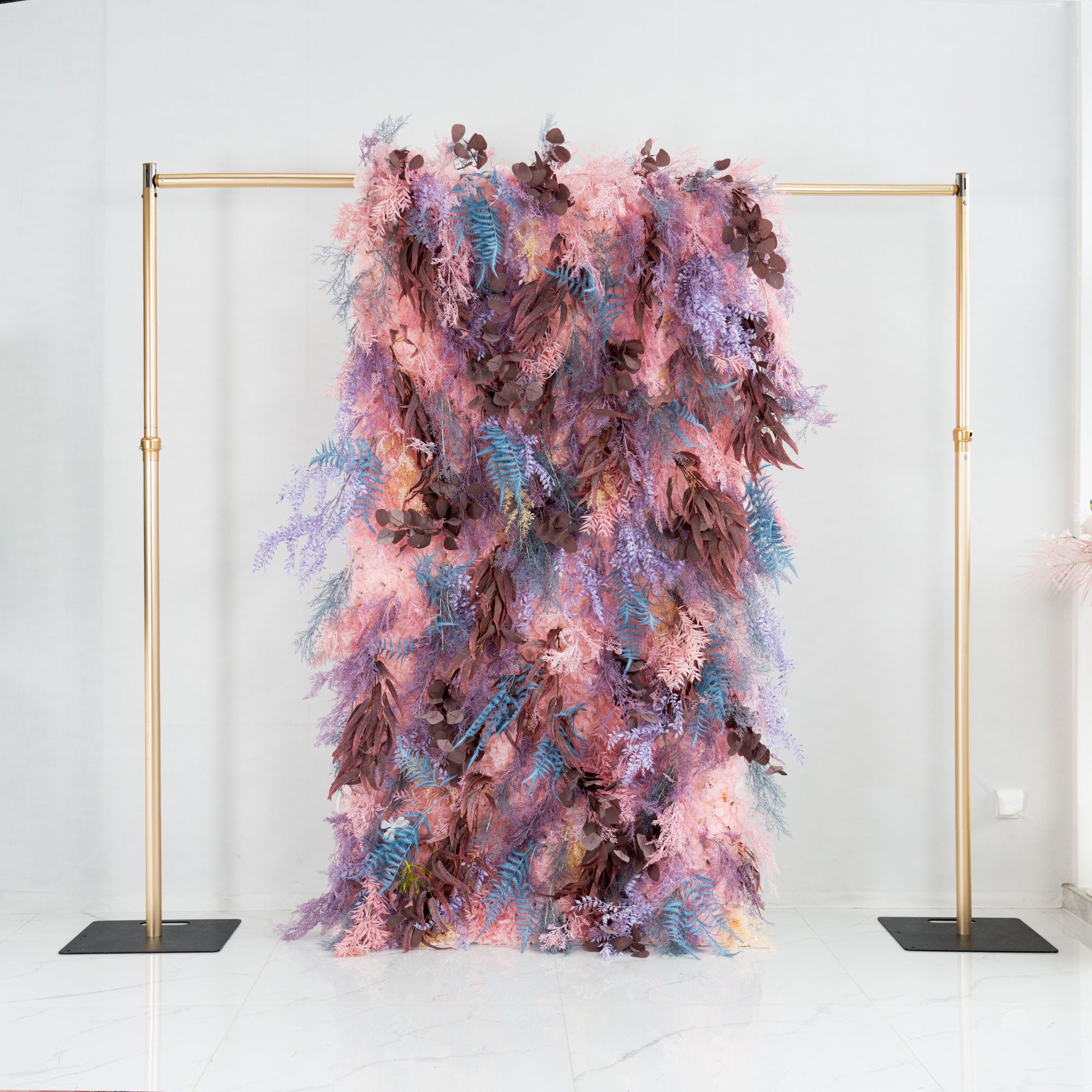 5D textured faux floral panel in dusty rose and lavender for weddings or photo booths
