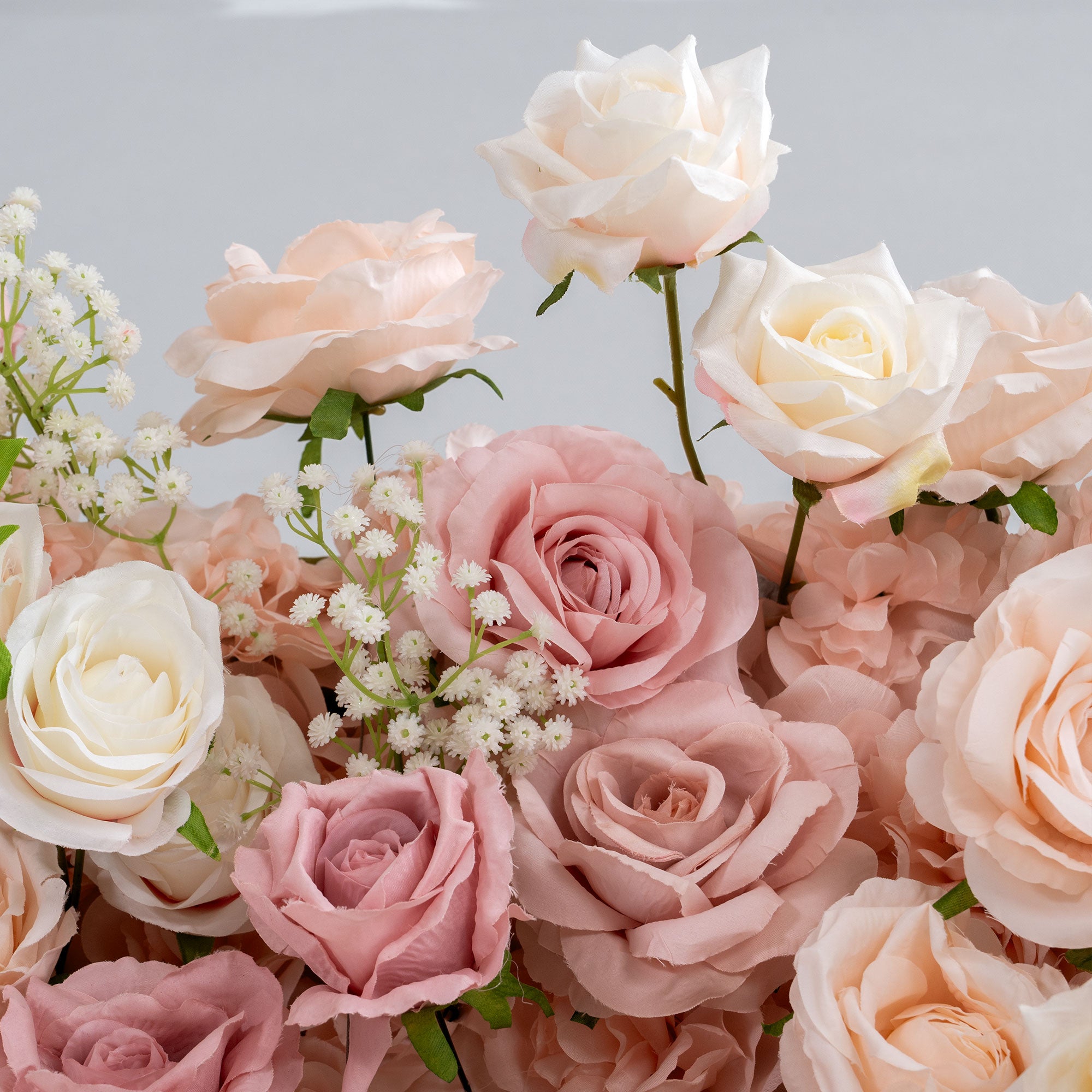 ValarFlower 3D Roll Up Artificial Pink & White Flower Wall Backdrop For Wedding and Event Decoration VF-535