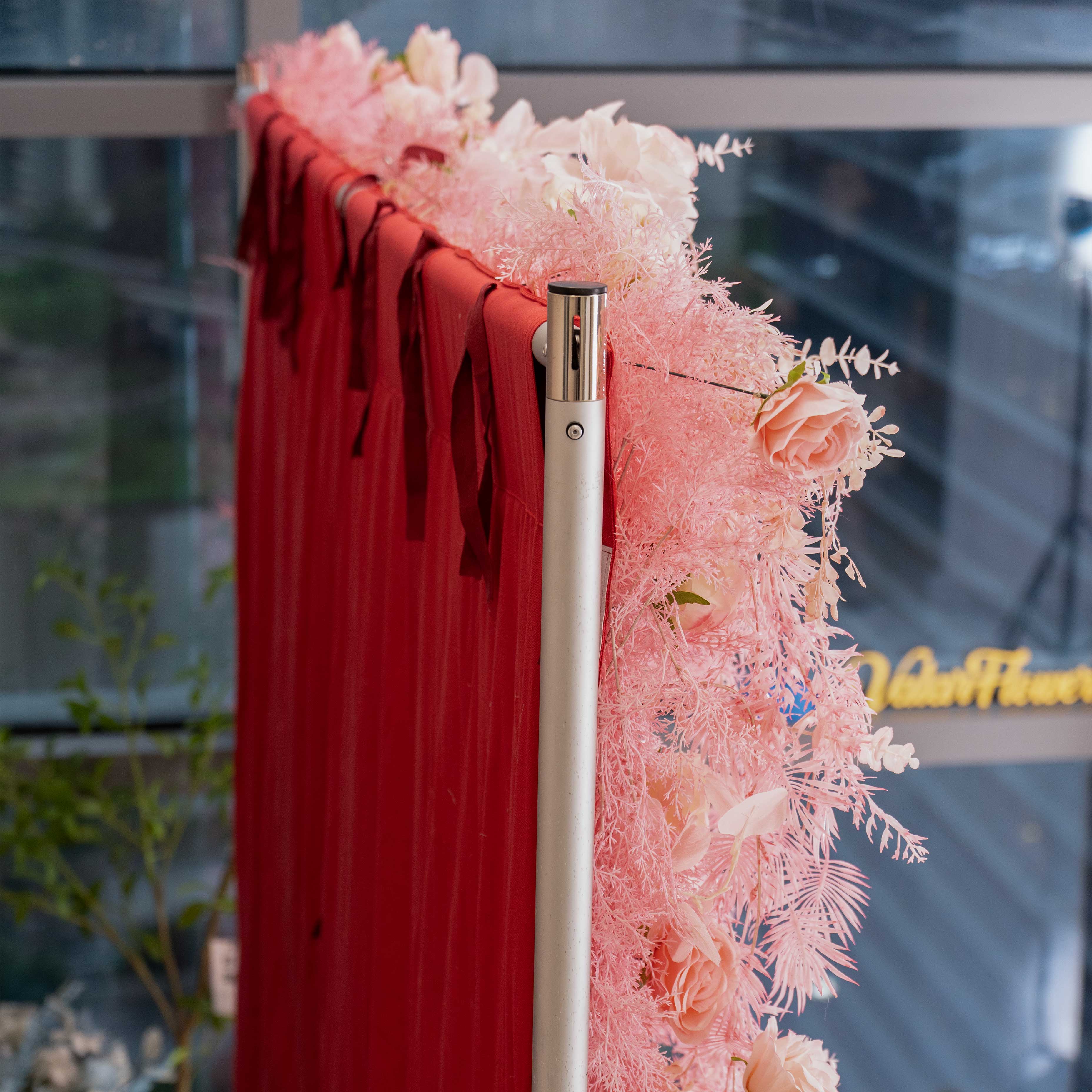 Blushing Pink Blossom Wall with Frosted Fern Accents: Romance Meets Whimsy for Sophisticated Celebrations-VF-202-4