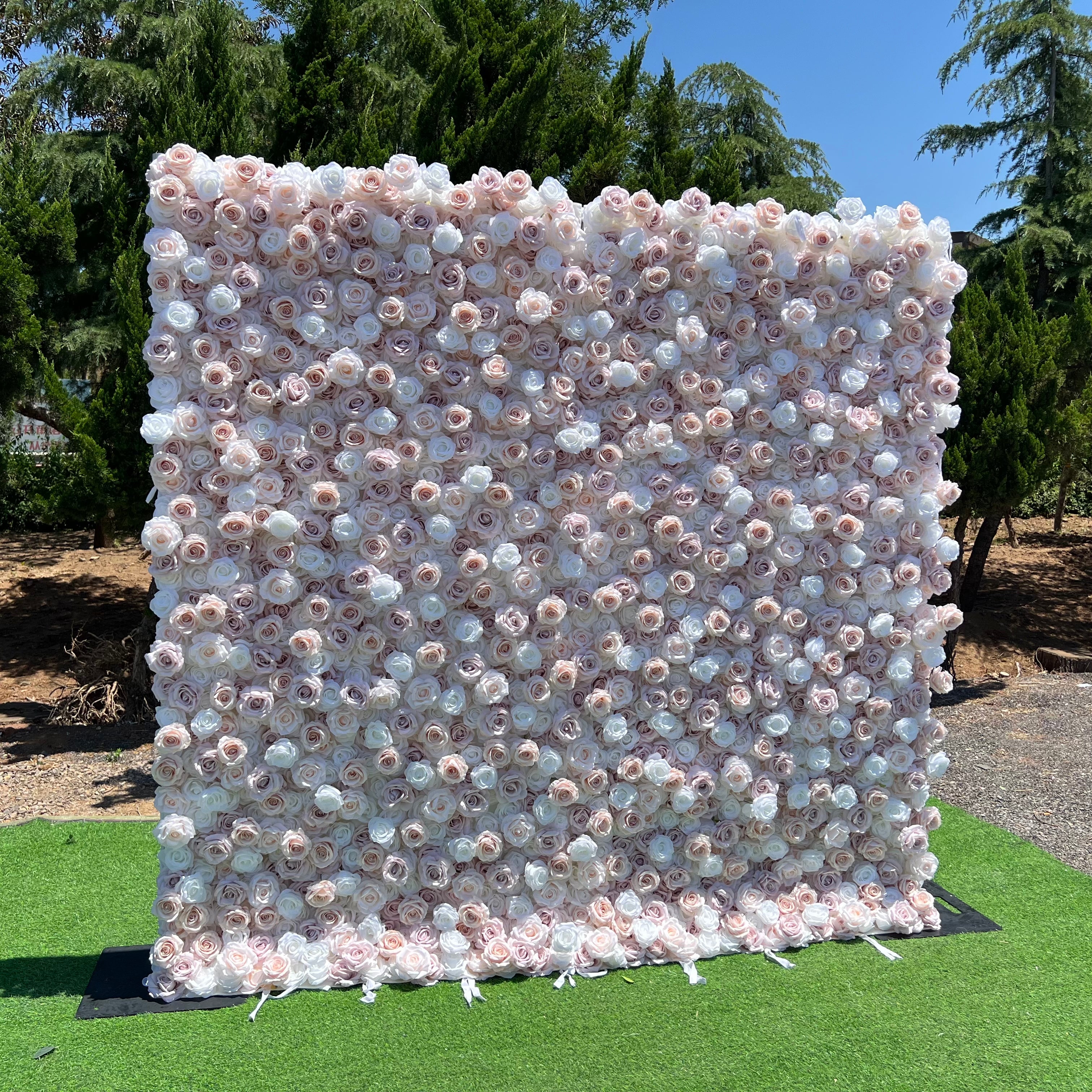 Élégant blanc enroulable fleur mur toile de fond - décor de fête nuptiale - lieux de mariage célébration mur floral 