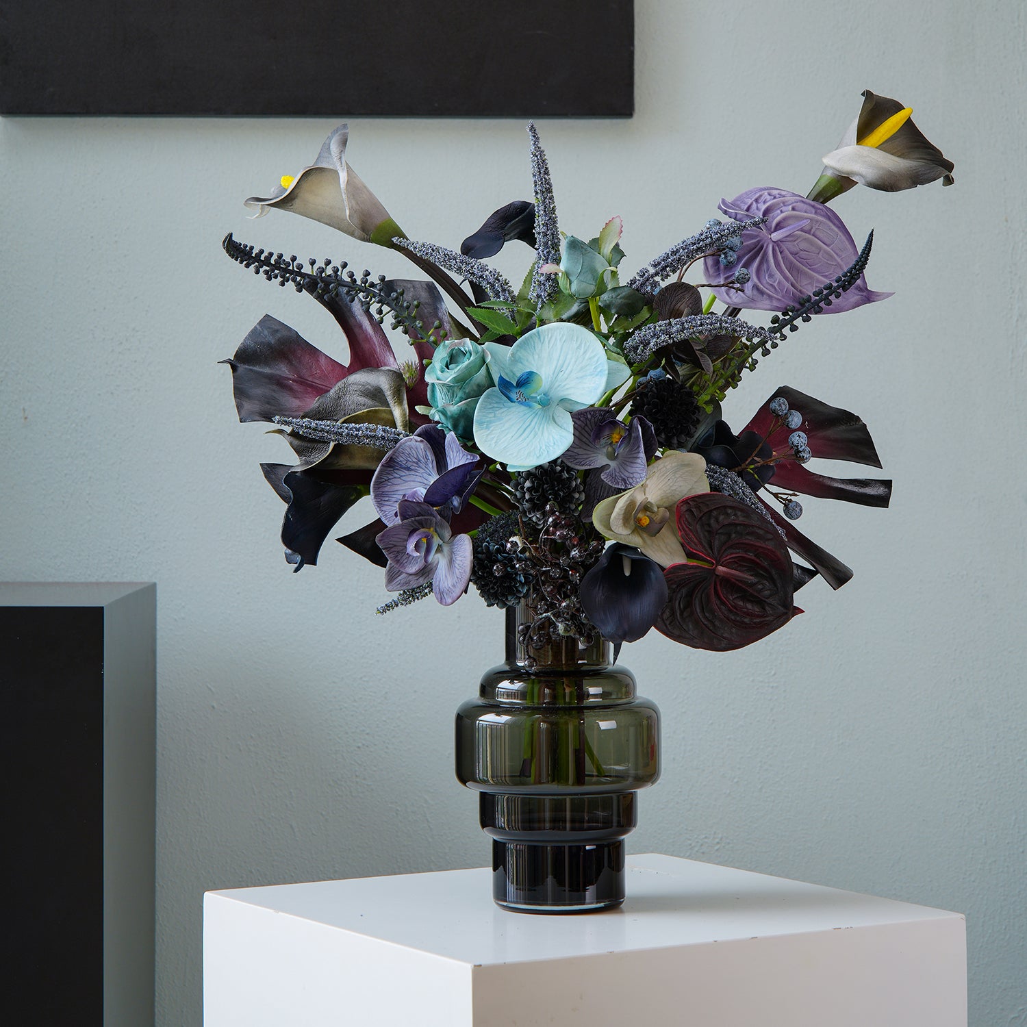 Dark Elegance Silk Floral Arrangement | Luxury Faux Flower Déco for Home & Event Decor VB-109 (Without Vase)