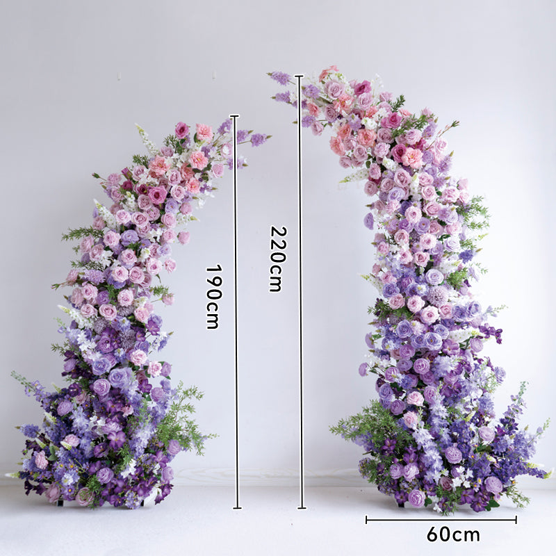 Valar Flower Moon Shaped Floral Arch - Stunning Rainbow Style Artificial Flower Arrangement for Weddings VA-101