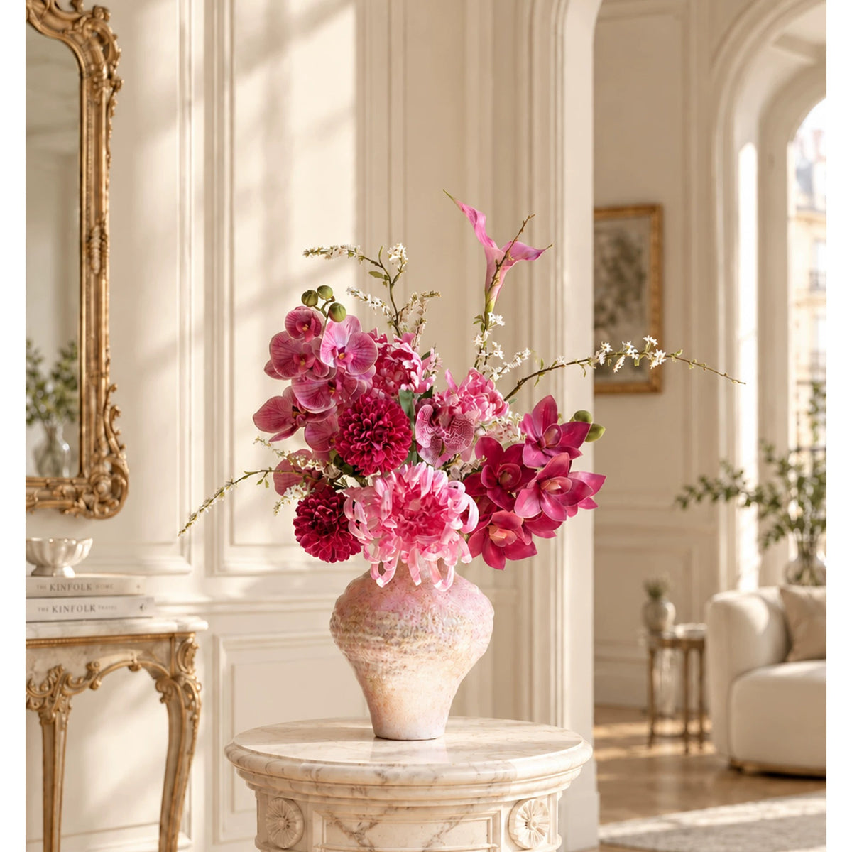 Elegantes Blumenstrauß-Arrangement mit Herbstmotiv | Luxuriöse Kunstblumen für Hochzeiten und Inneneinrichtung VB-113 (ohne Vase)