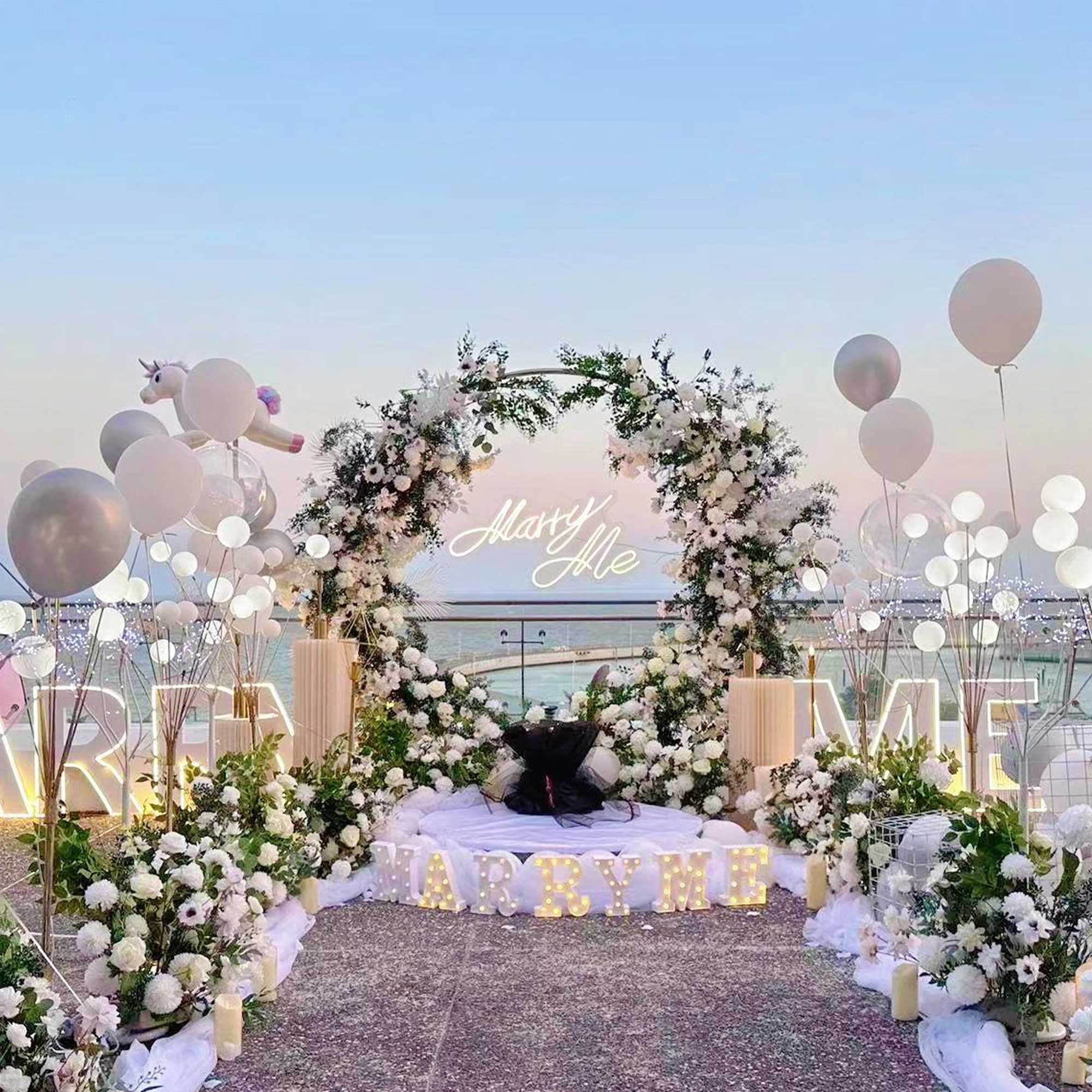 Valar Flower Wedding Decor Floral Round Arch 7.8ft - Boho Greenery Artificial Flower Arrangement Backdrop VA-203