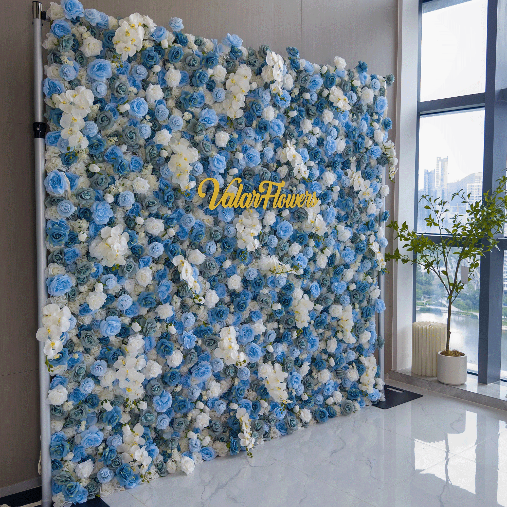 Valar Flower Roll Up Fabric Artificial Flower Wall Wedding Backdrop, Floral Party Decor, Event Photography