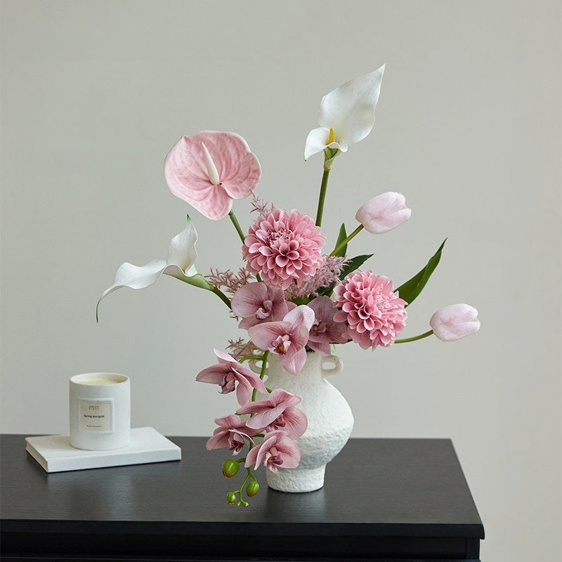 ValarFlower Modern Artificial Bridal Bouquet, Orchid and Calla Lily Wedding Bouquet for Ceremony Decor VB-262