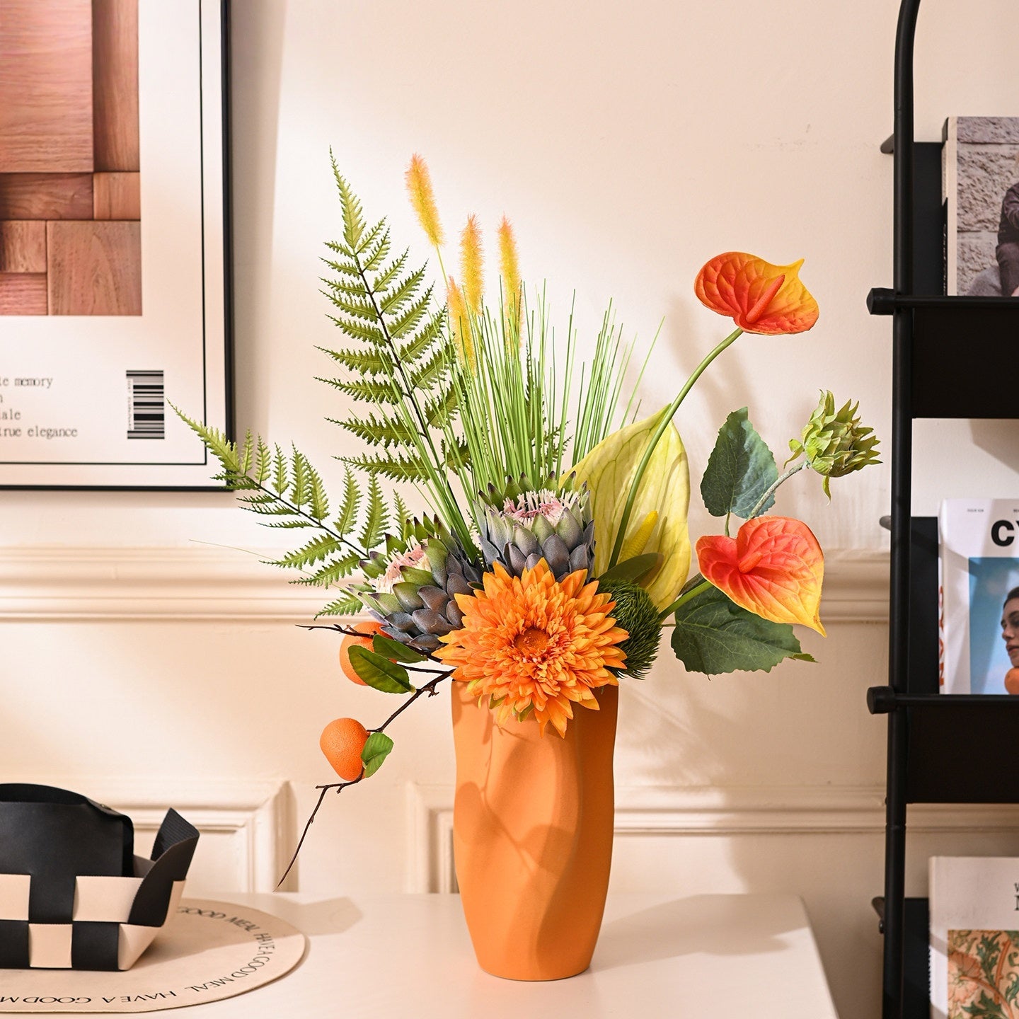 ValarFlower Artificial Tropical Floral Arrangement for Home Decor, Wedding Table Centerpiece, Party Decor & Event Decoration VB-249