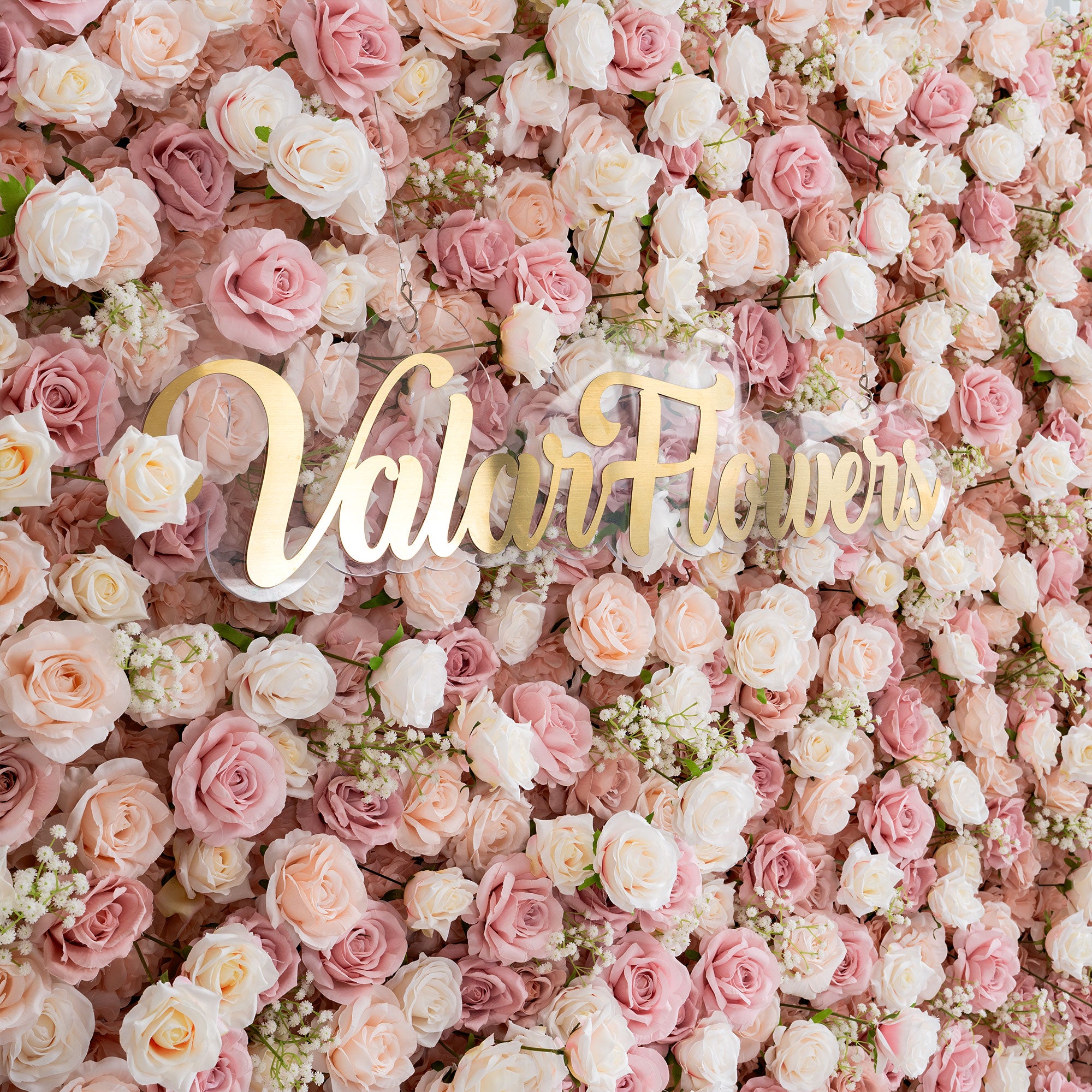 ValarFlower 3D Roll Up Artificial Pink & White Flower Wall Backdrop For Wedding and Event Decoration VF-535