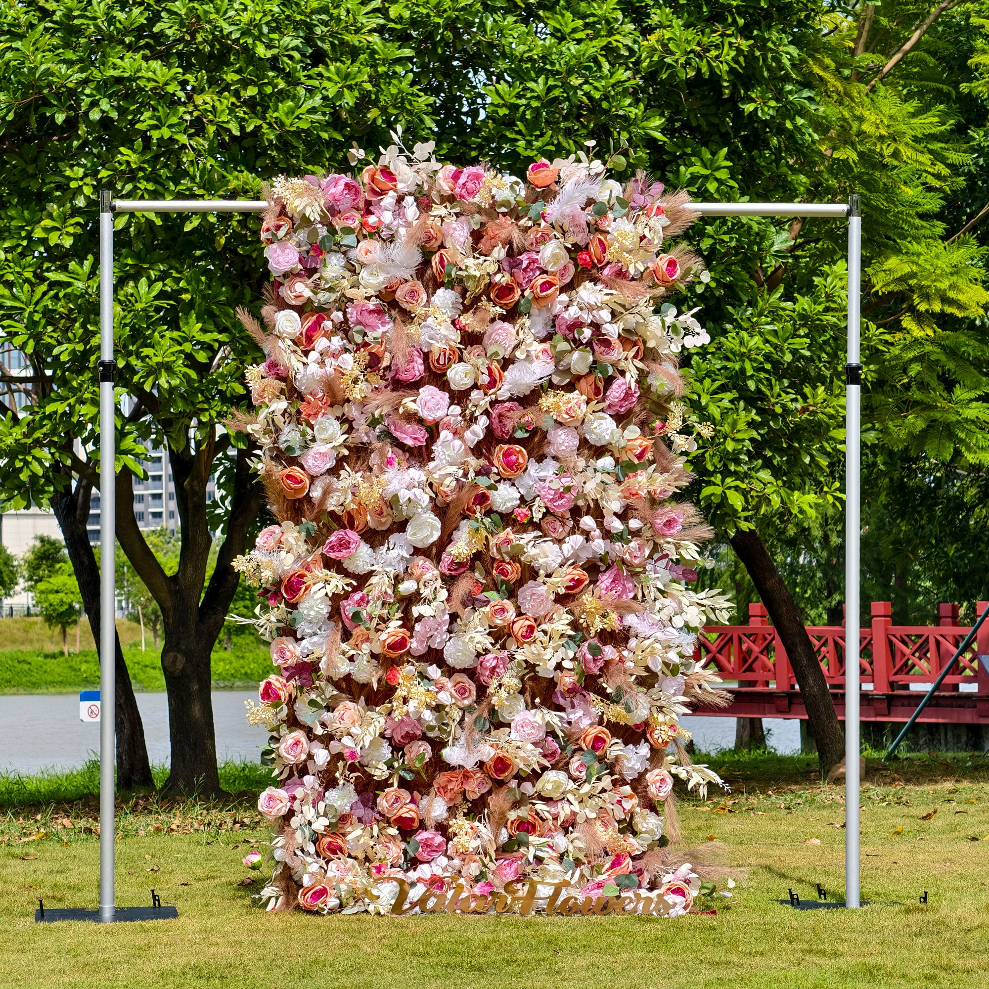 Valar Flower Roll Up Fabric Artificial Flower Wall Wedding Backdrop, Floral Party Decor, Event Photography-VF-327-2