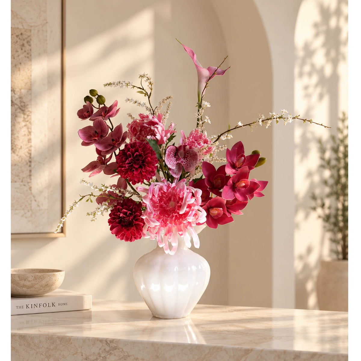 Elegantes Blumenstrauß-Arrangement mit Herbstmotiv | Luxuriöse Kunstblumen für Hochzeiten und Inneneinrichtung VB-113 (ohne Vase)