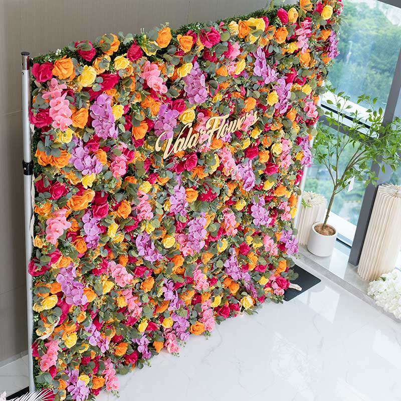 Valar Flower Roll Up Fabric Artificial Flower Wall Wedding Backdrop, Floral Party Decor, Event Photography-VF-3088