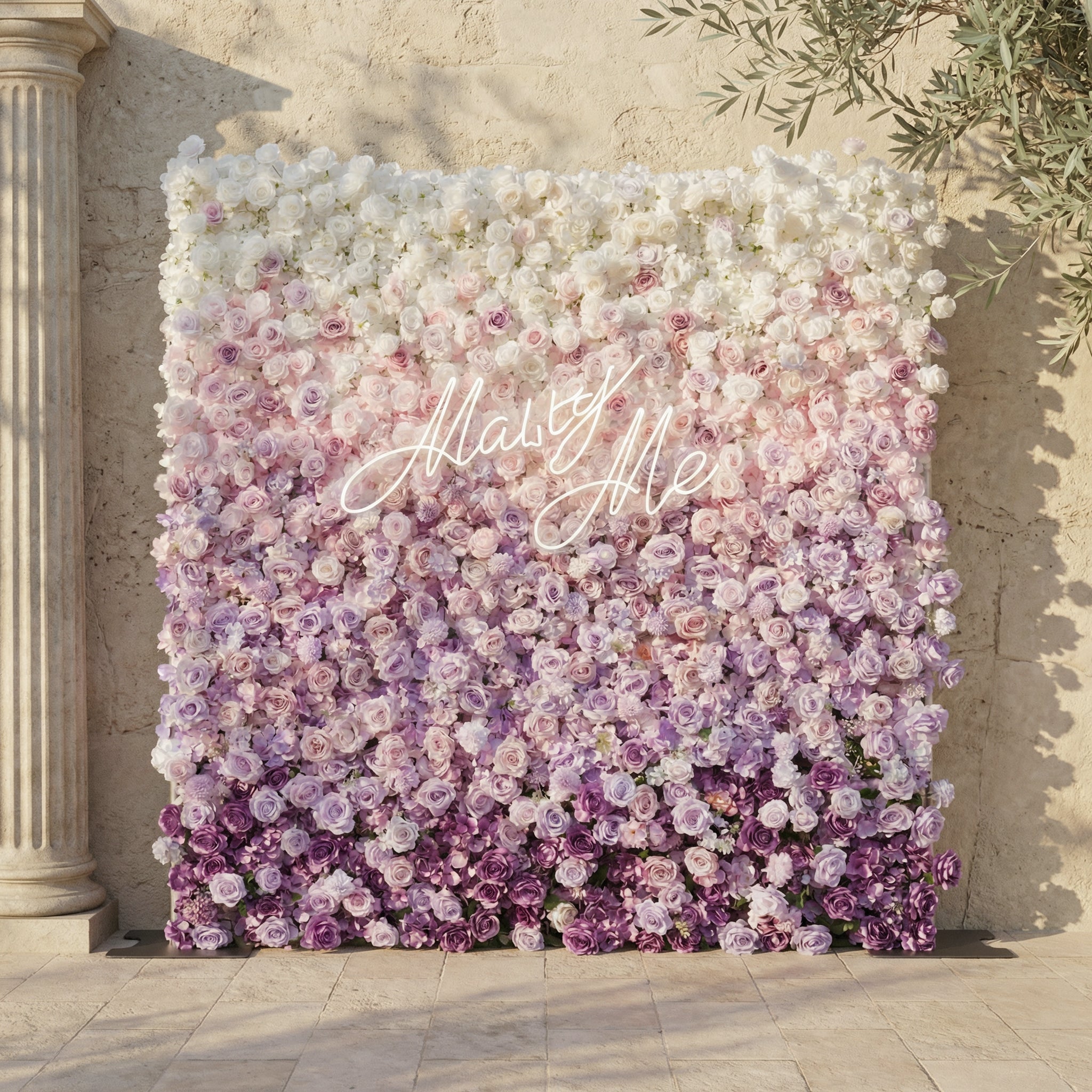Valar Flower Ombre Pink Purple Rose Flower Wall Backdrop – Luxury Wedding & Event Decor VF-832