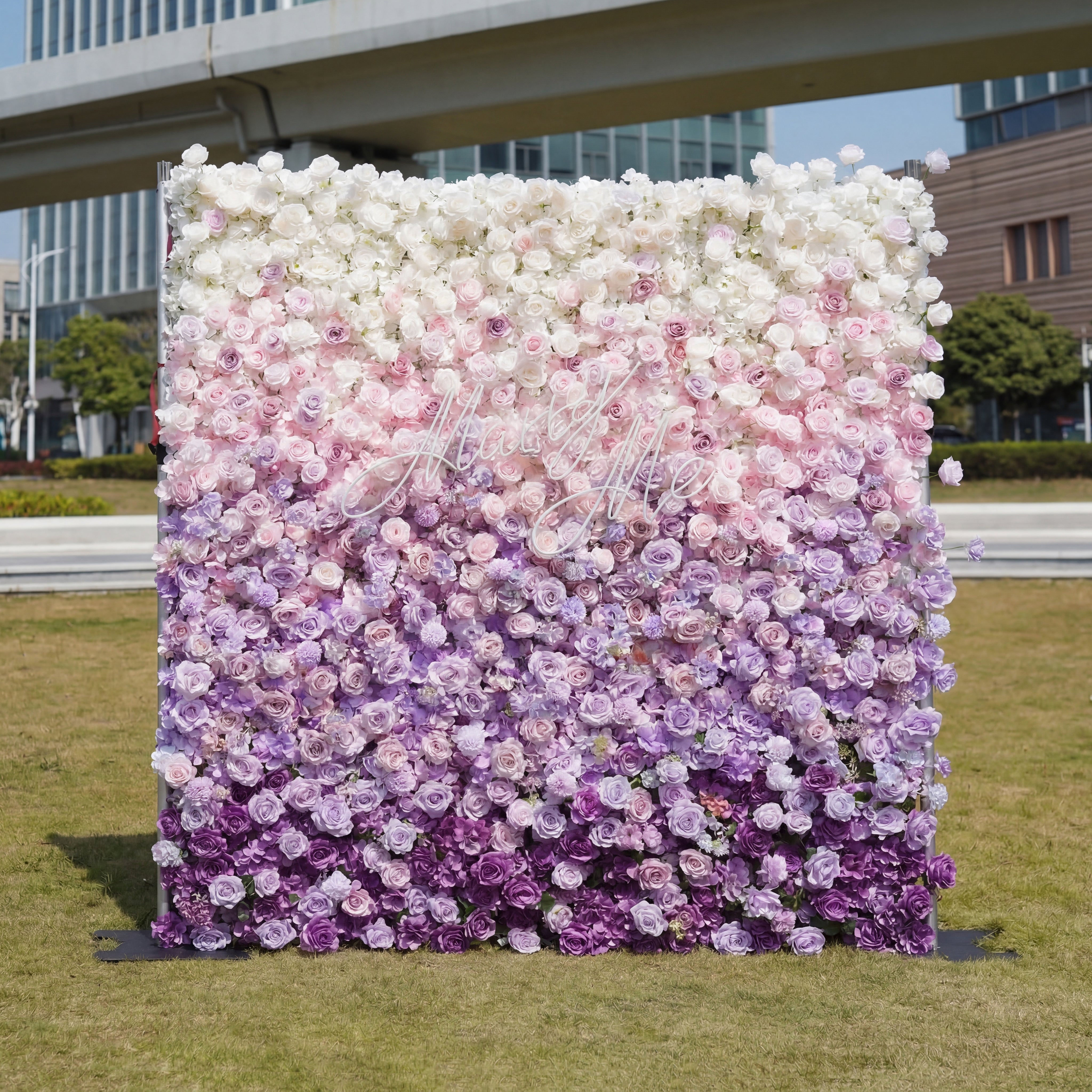 Valar Flower Ombre Pink Purple Rose Flower Wall Backdrop – Luxury Wedding & Event Decor VF-832