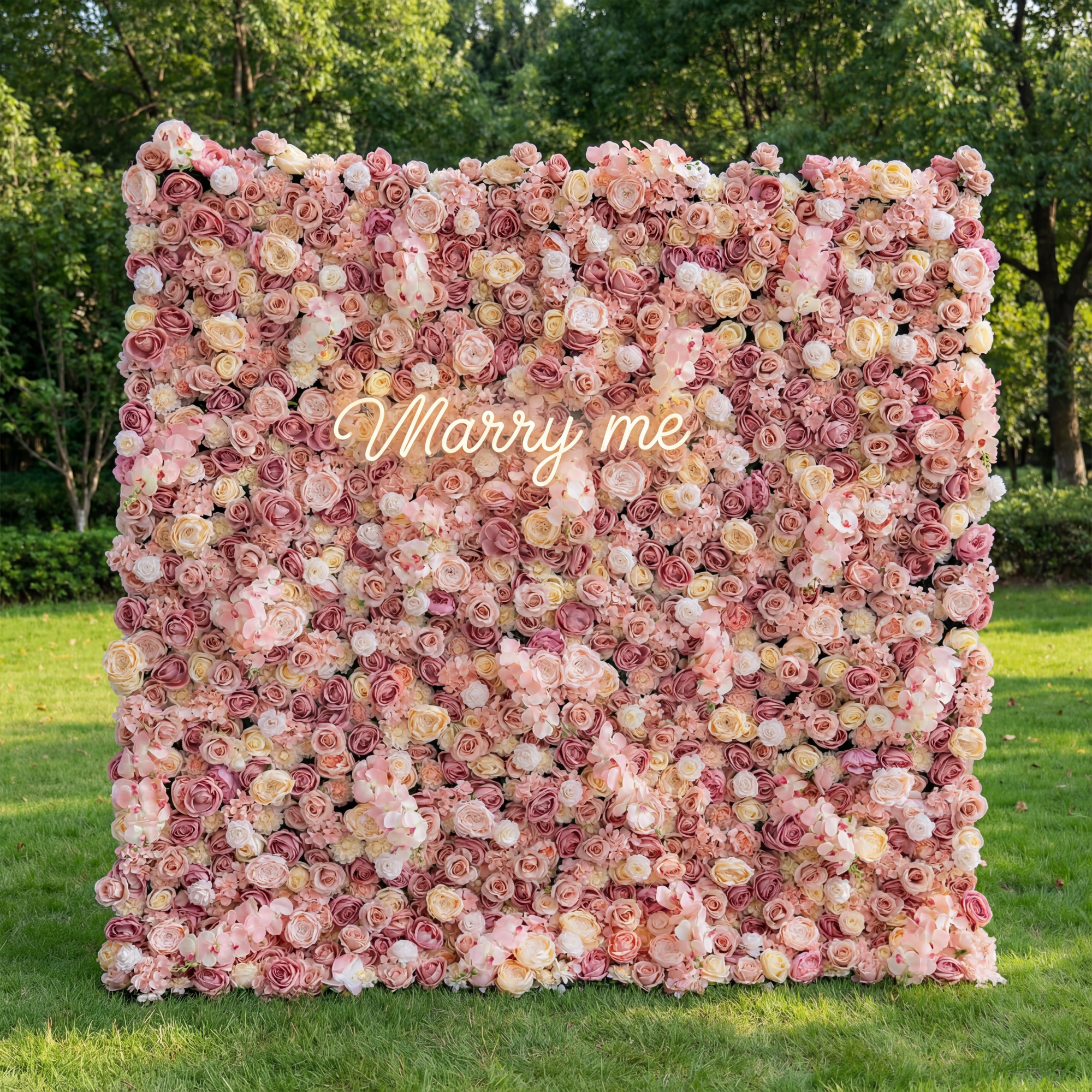Valar Flower Roll Up Fabric Artificial Flower Wall Wedding Backdrop, Floral Party Decor, Event Photography-VF-359
