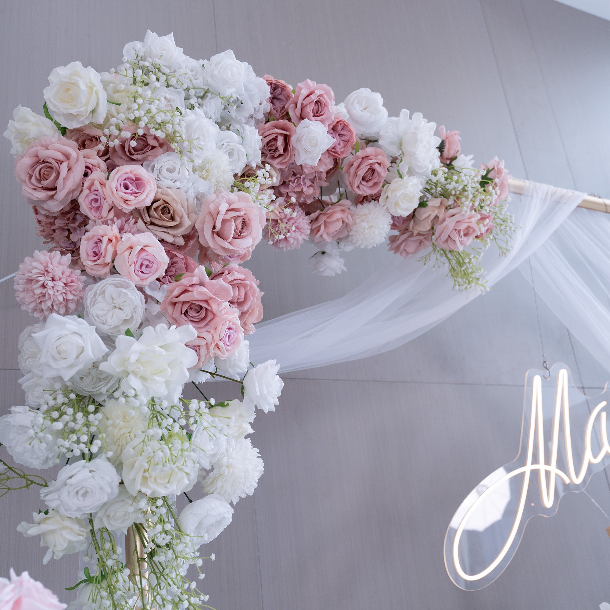 Luxury Wedding Flower Arrangement Set – Artificial Floral Backdrop, Welcome Sign Flowers & Table Decorations for Elegant Wedding Decor VF-418-3