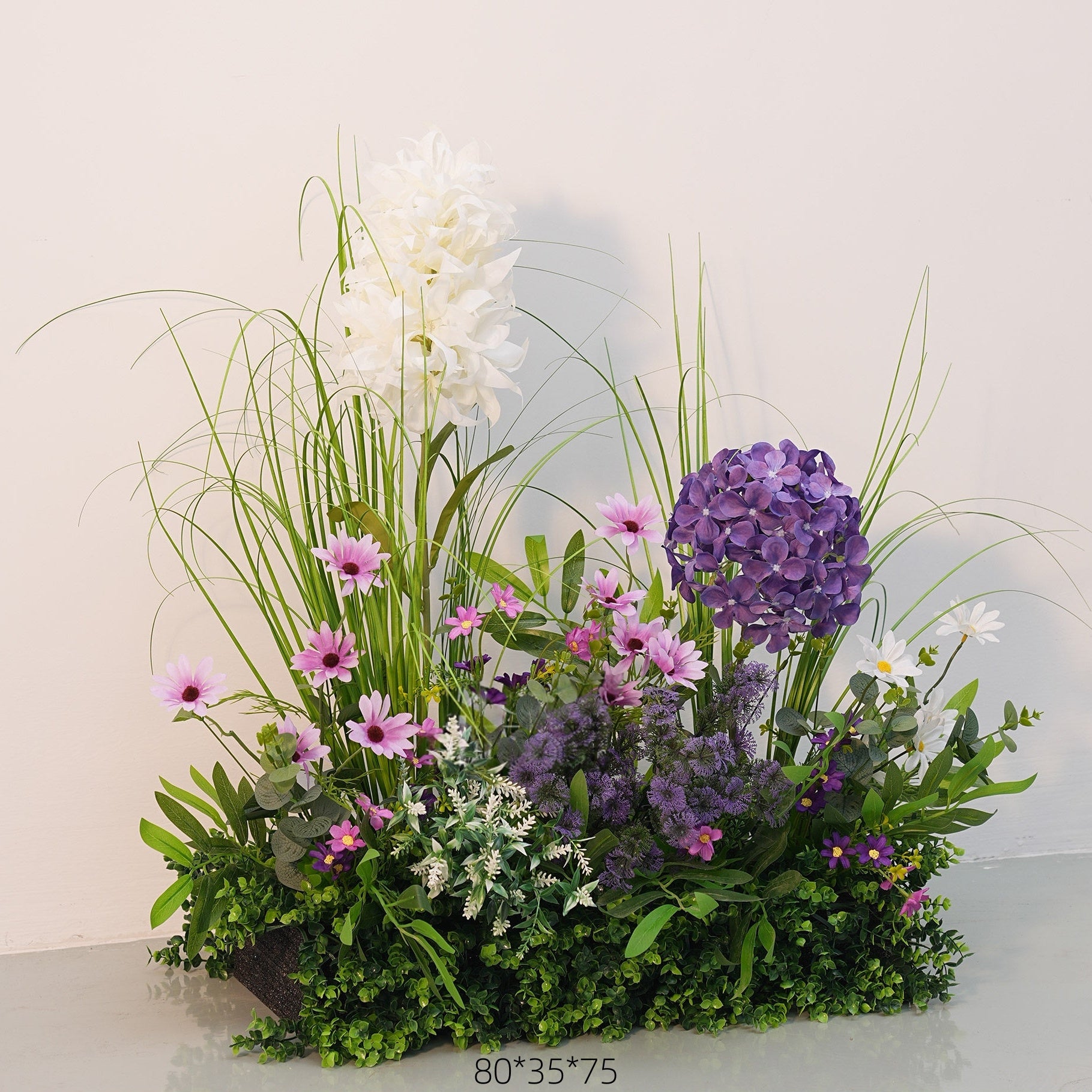 Configuración de flores artificiales inspiradas en la primavera – Conjunto de flores artificiales azules y amarillas para eventos FA-264