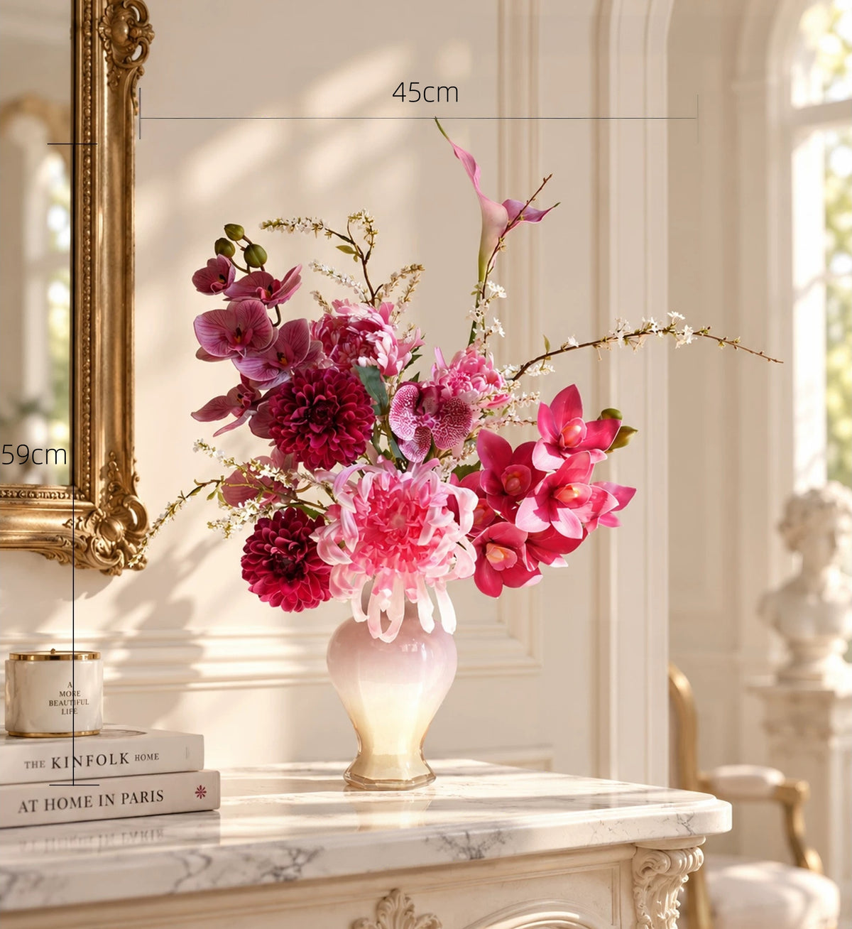 Elegantes Blumenstrauß-Arrangement mit Herbstmotiv | Luxuriöse Kunstblumen für Hochzeiten und Inneneinrichtung VB-113 (ohne Vase)