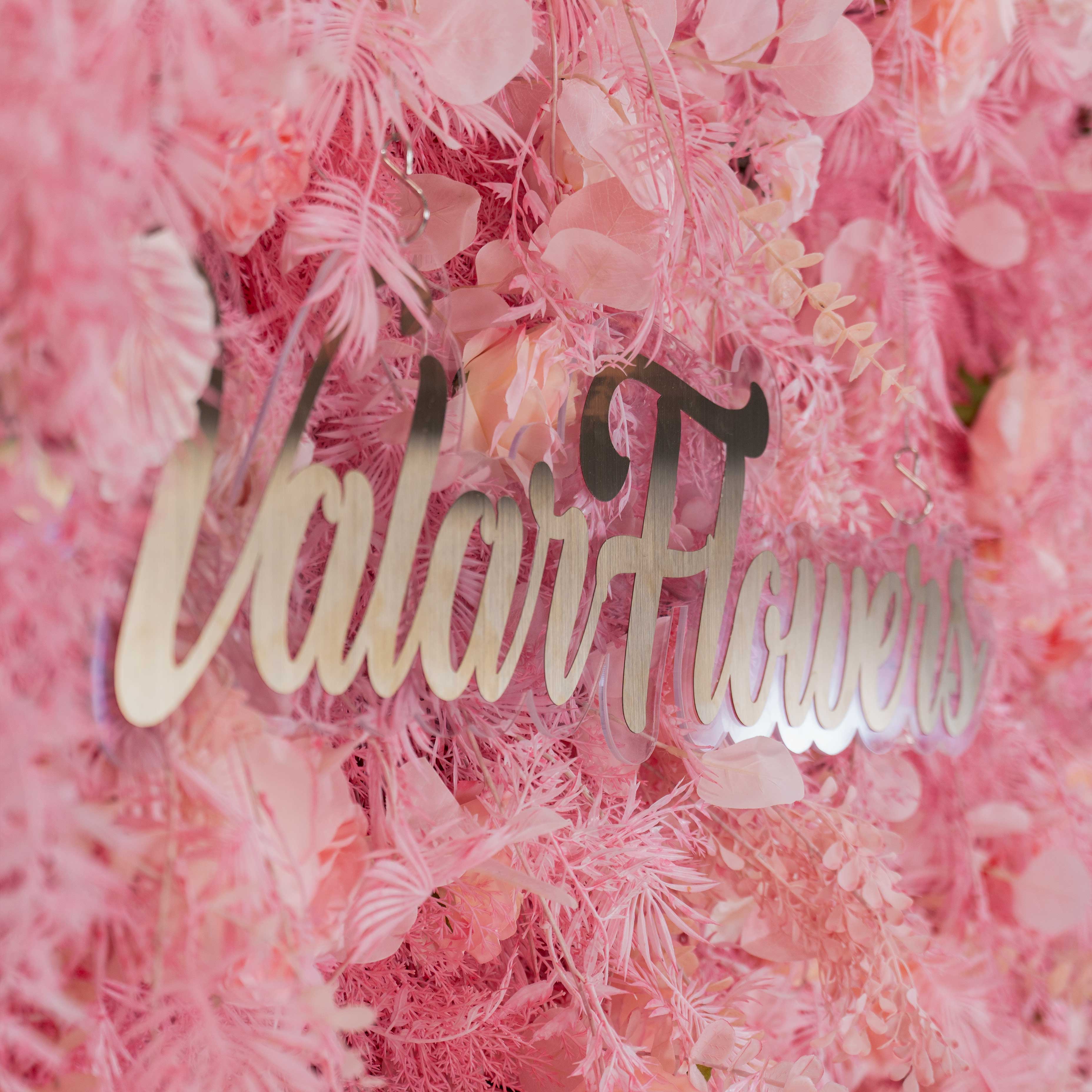 Blushing Pink Blossom Wall with Frosted Fern Accents: Romance Meets Whimsy for Sophisticated Celebrations-VF-202-4