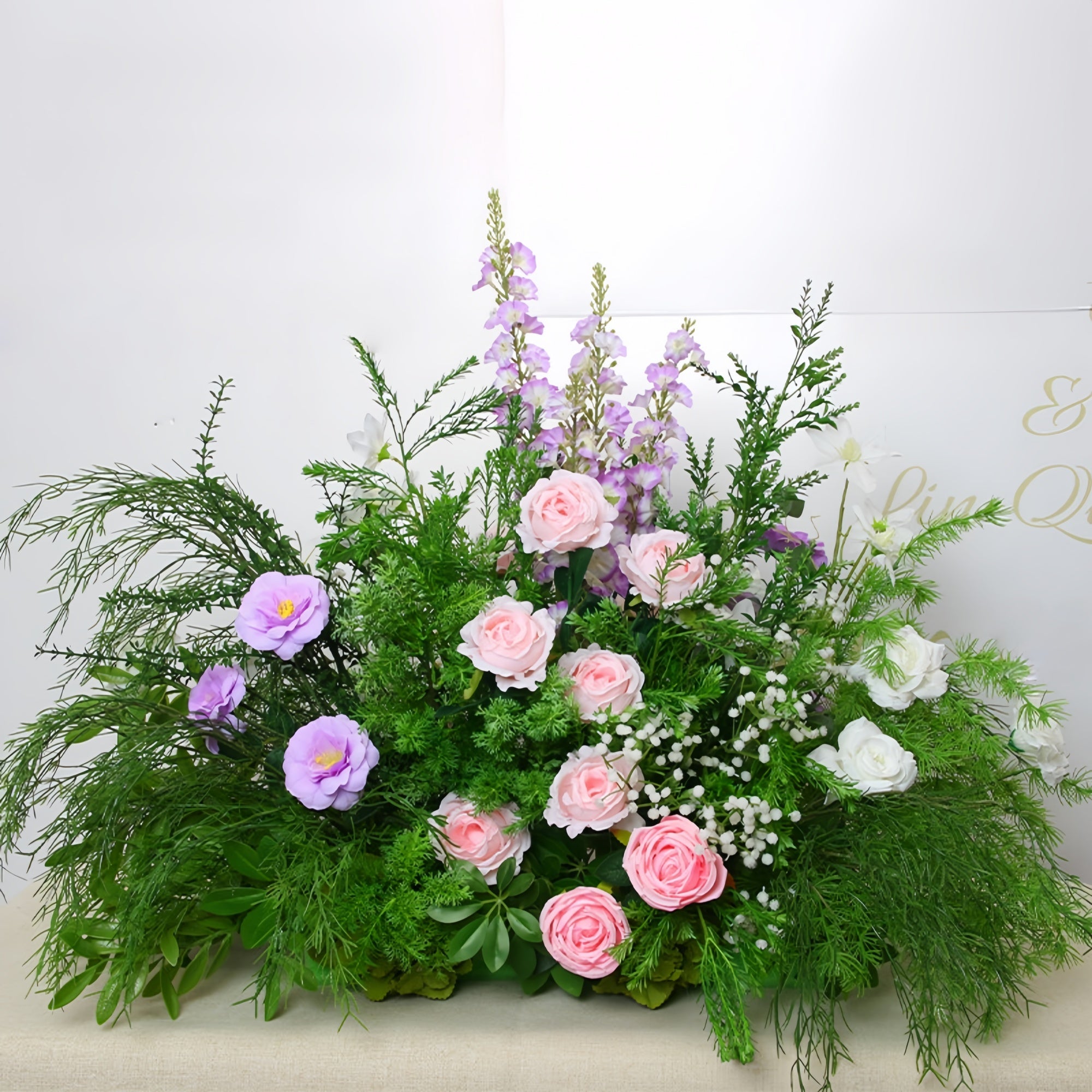 Configuración de flores artificiales inspiradas en la primavera – Conjunto de flores artificiales azules y amarillas para eventos FA-264