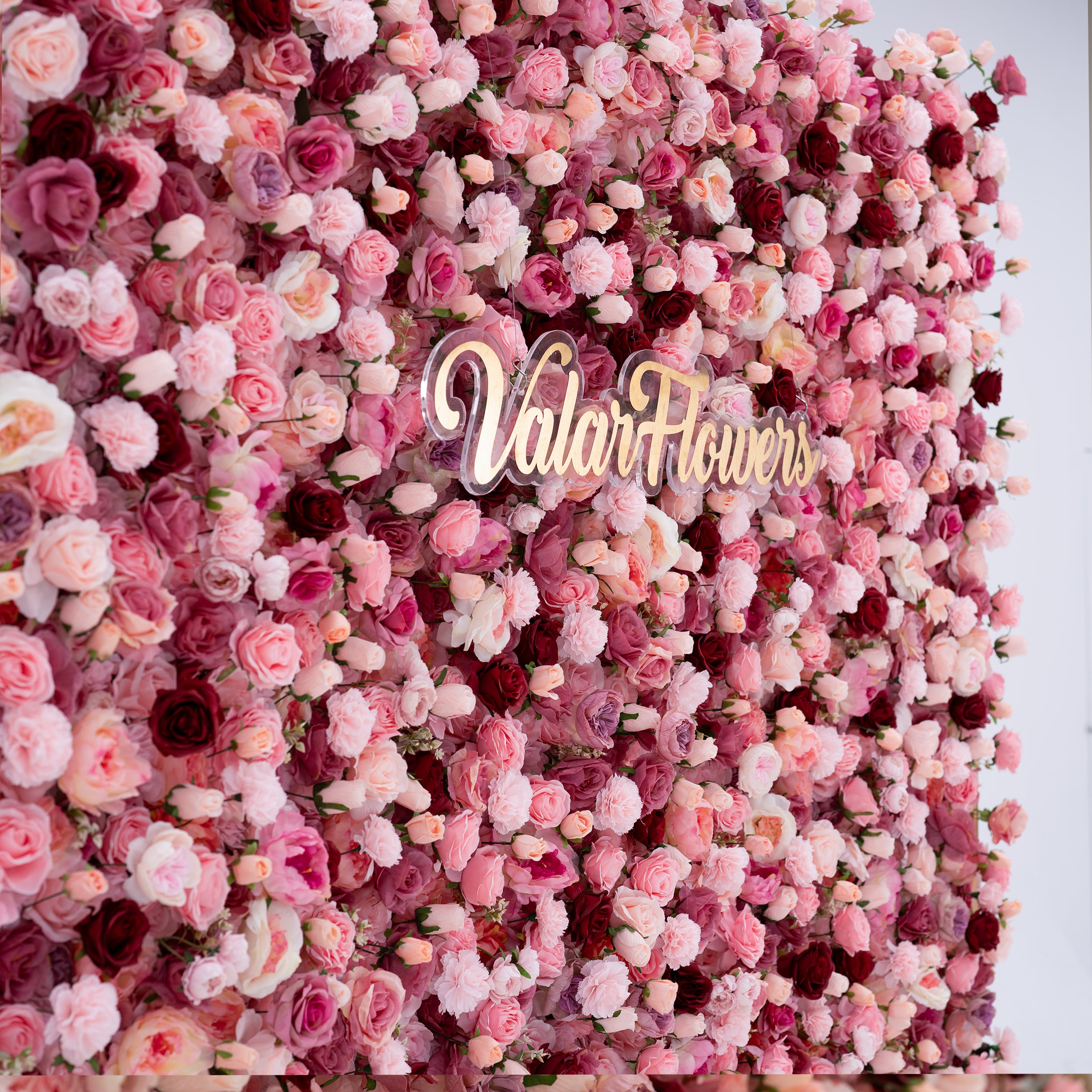 Valar Flowers Roll Up Fabric Artificial Flower Wall Wedding Backdrop, Floral Party Decor, Event Photography-VF-344