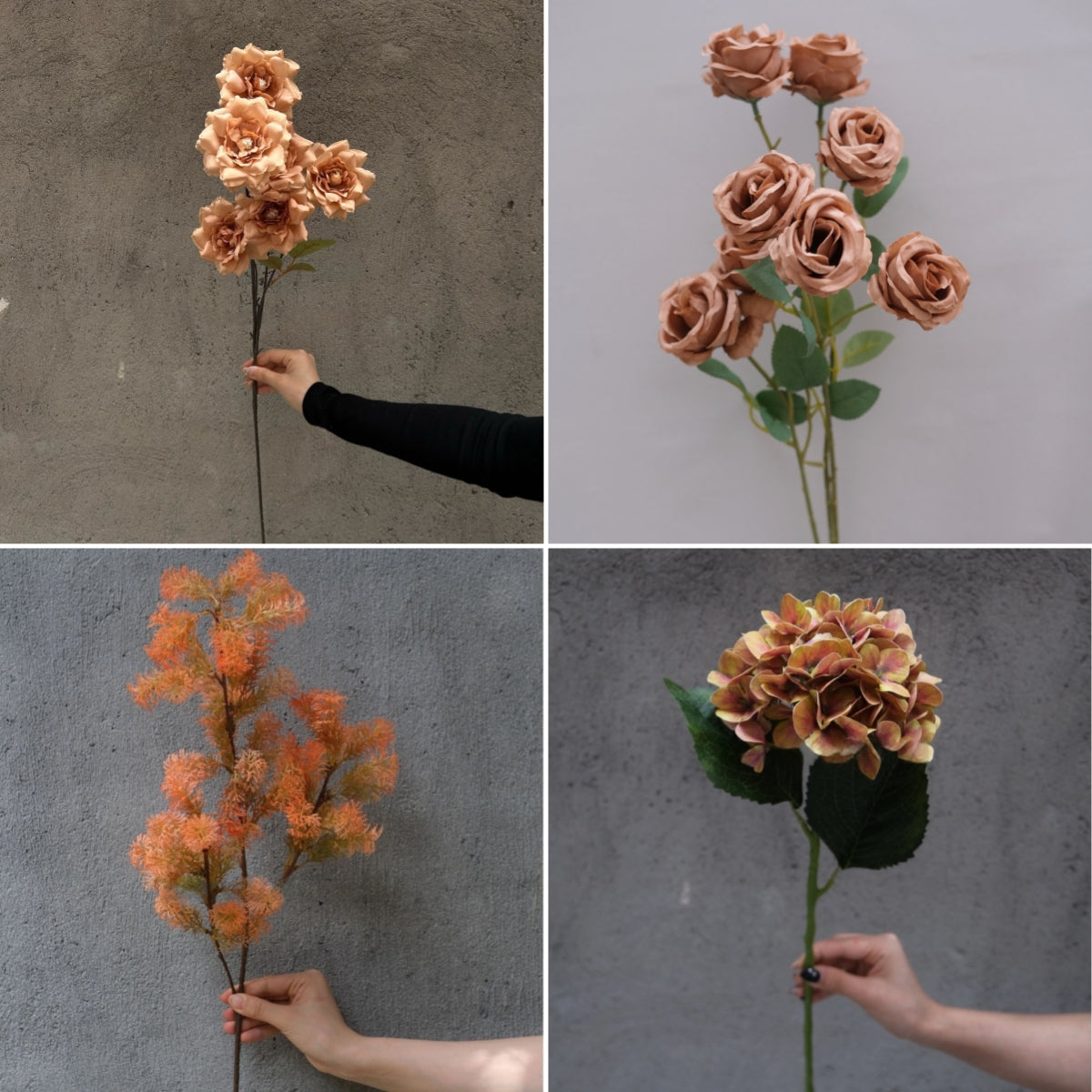 Conjunto de Flores Artificiales Negras y Rosas – Decoración Moderna para Fondo de Fiesta de Cumpleaños con Arreglo Floral Falso FA-255