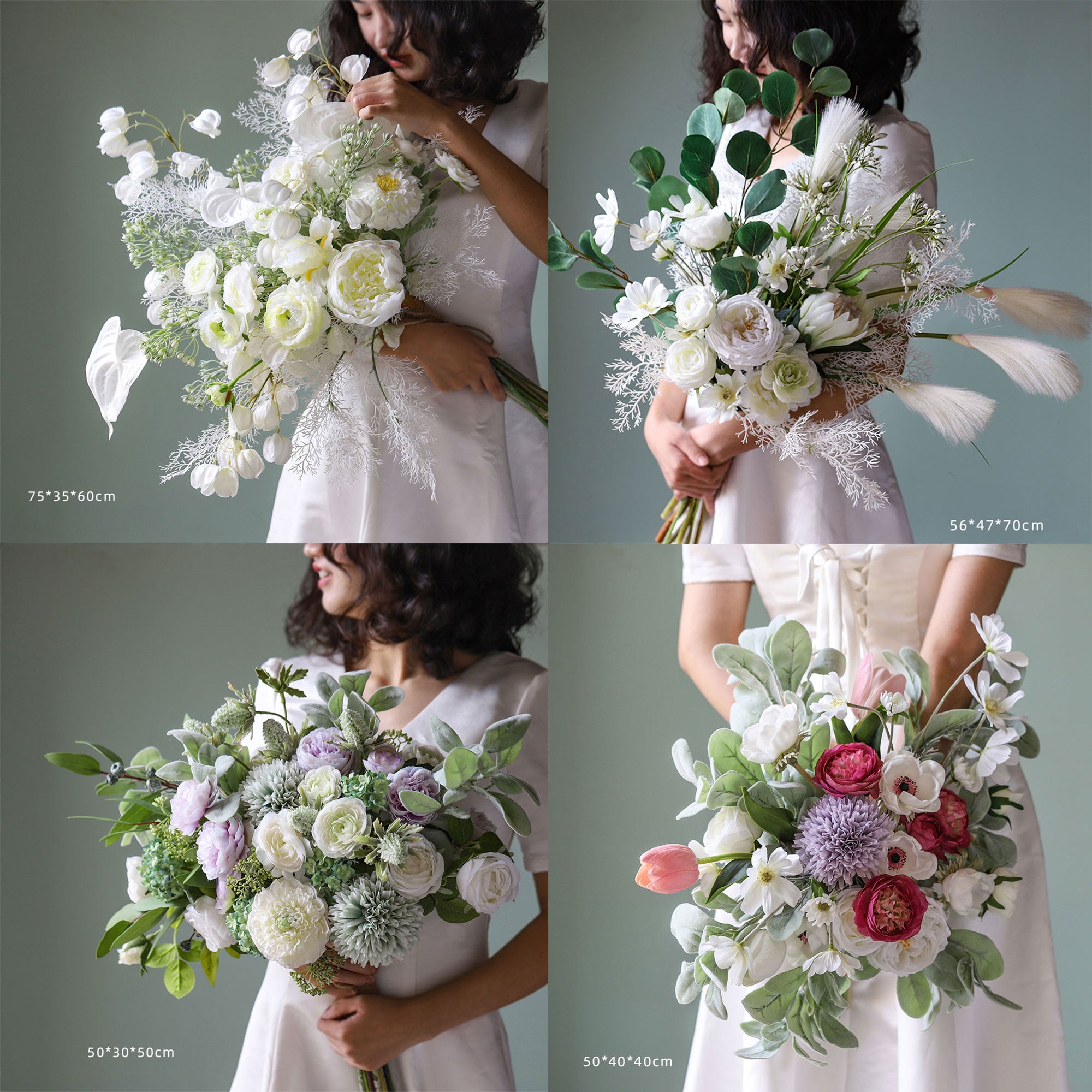 Elegant White Bridal Bouquet | Perfect Silk Floral Arrangement for Wedding & Home Décor VB-102 (Without Vase)