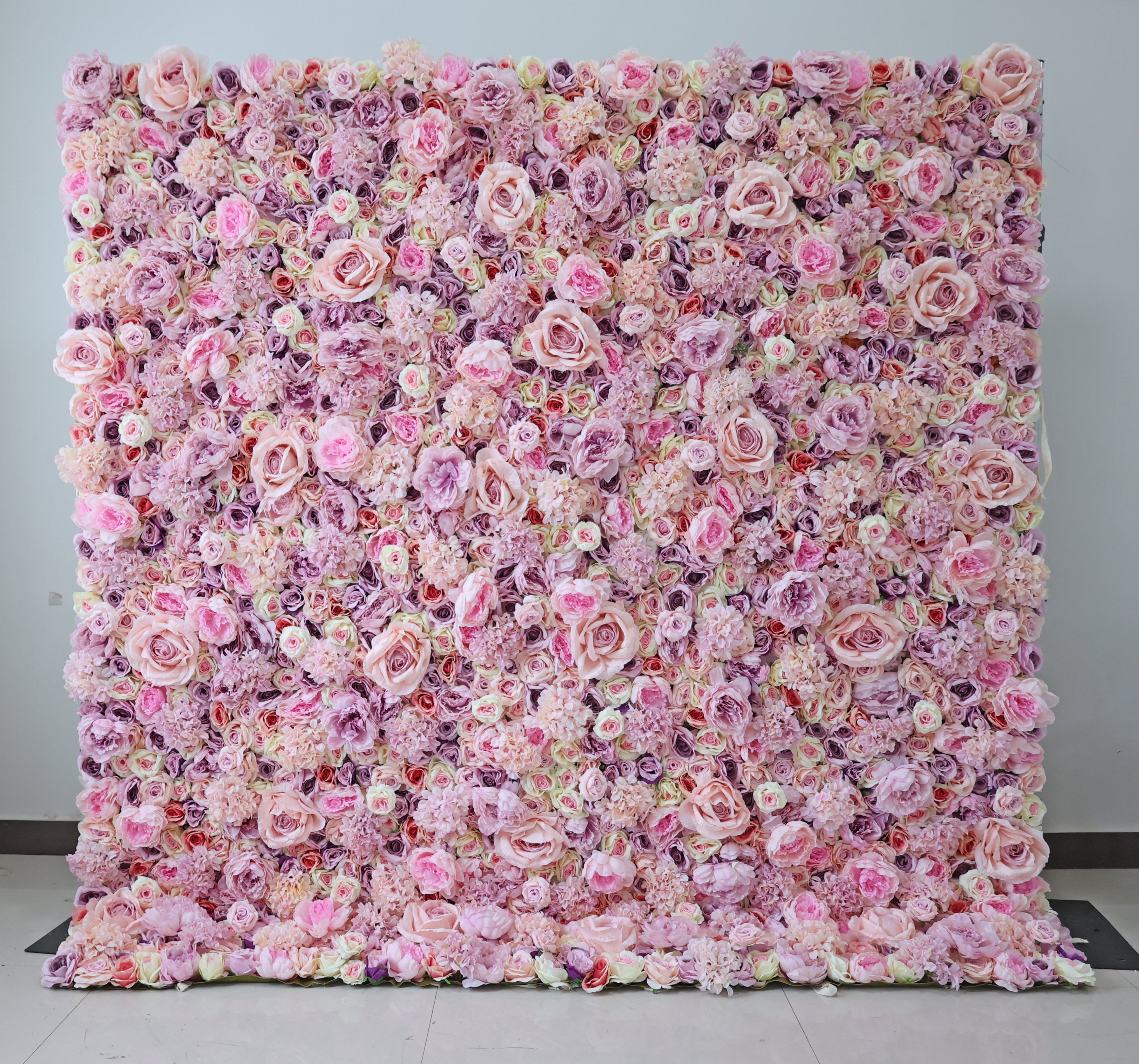 3D Pink Rose Roll-Up Flower Wall Backdrop for Wedding & Party Celebration Decor VF-048