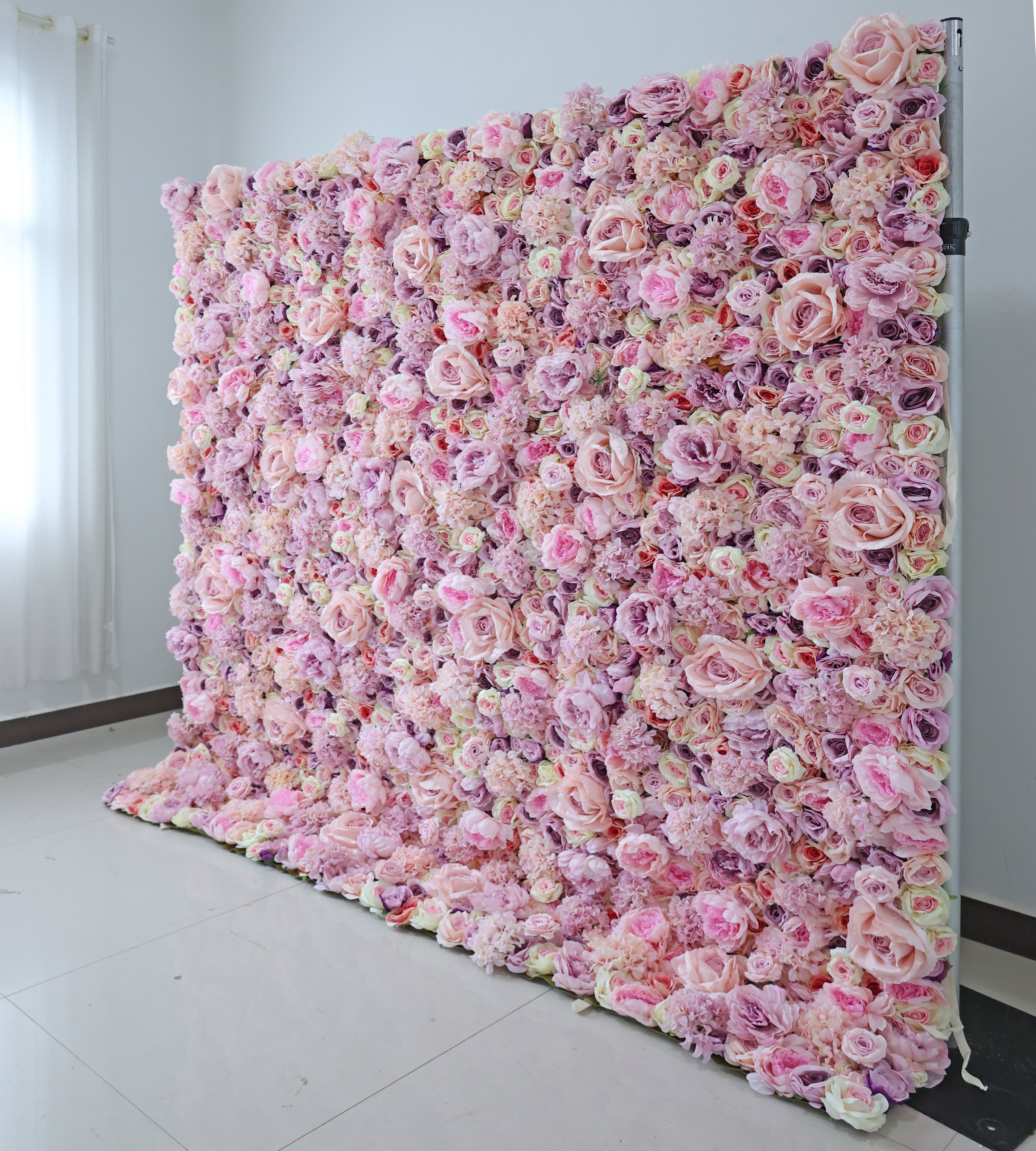 3D Pink Rose Roll-Up Flower Wall Backdrop for Wedding & Party Celebration Decor VF-048