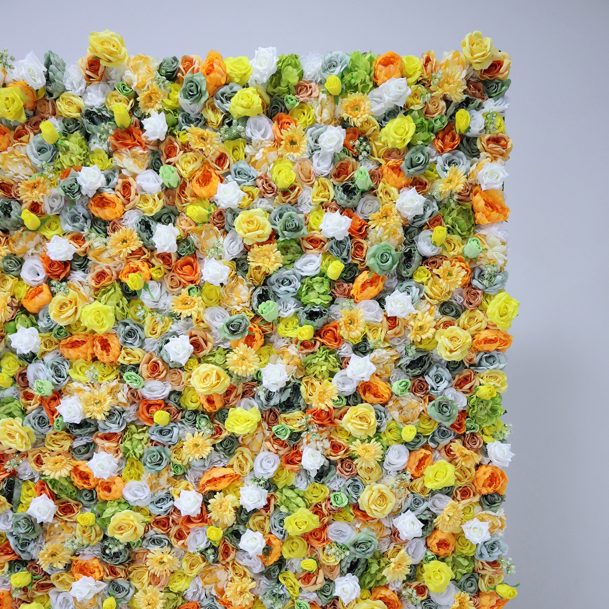 ValarFlower Sunlit Citrus & Ivory Floral Mosaic Flower Wall: A Radiant Summer-Inspired Centerpiece for Joyful Celebrations-VF-507