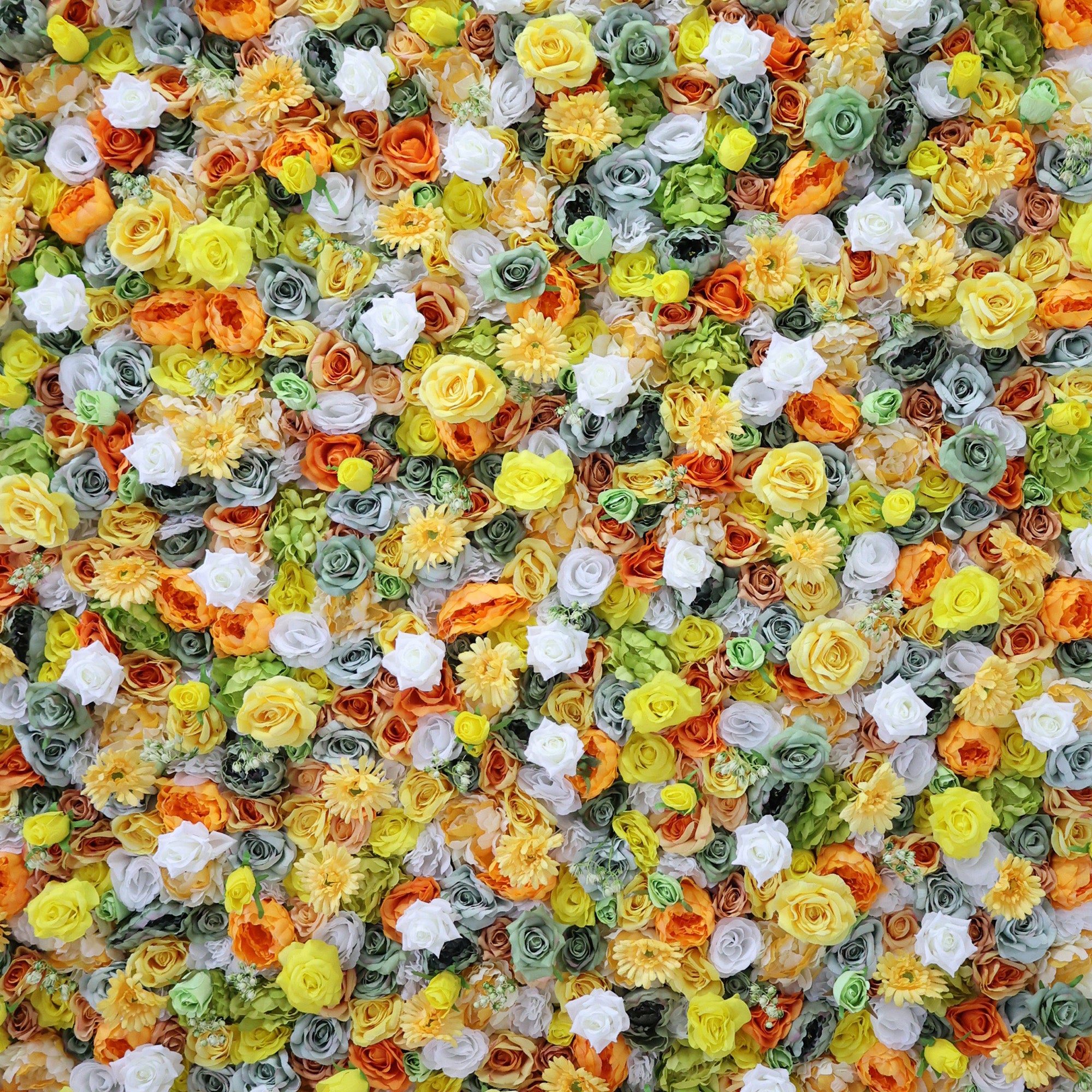ValarFlower Sunlit Citrus & Ivory Floral Mosaic Flower Wall: A Radiant Summer-Inspired Centerpiece for Joyful Celebrations-VF-507