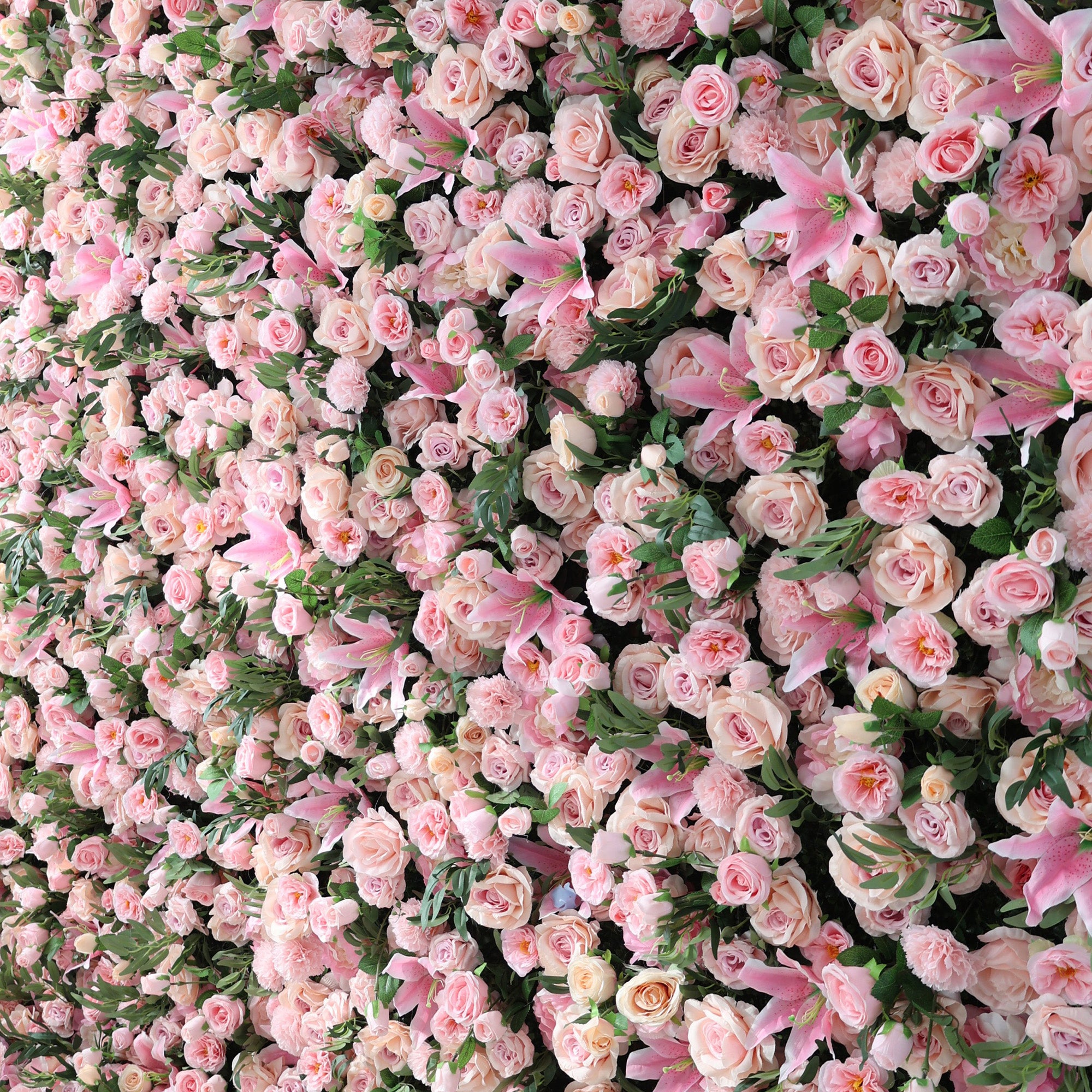 ValarFlower Blush Pink Lily & Rose Floral Symphony Flower Wall: A Romantic Masterpiece for Dreamy Weddings & Elegant Celebrations-VF-508