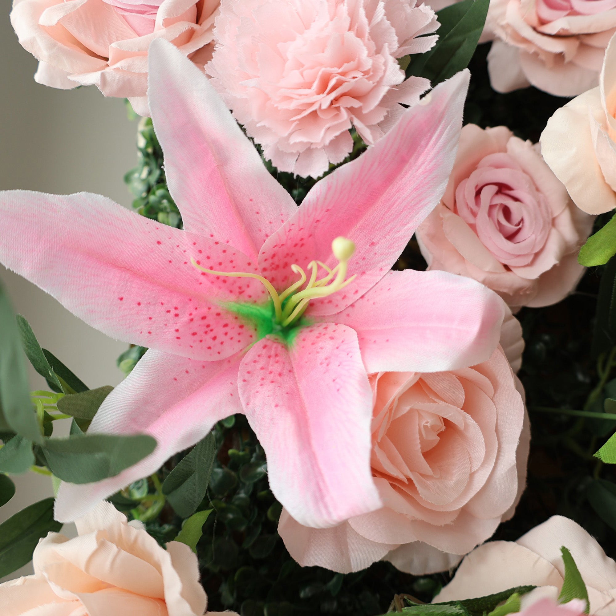 ValarFlower Blush Pink Lily & Rose Floral Symphony Flower Wall: A Romantic Masterpiece for Dreamy Weddings & Elegant Celebrations-VF-508