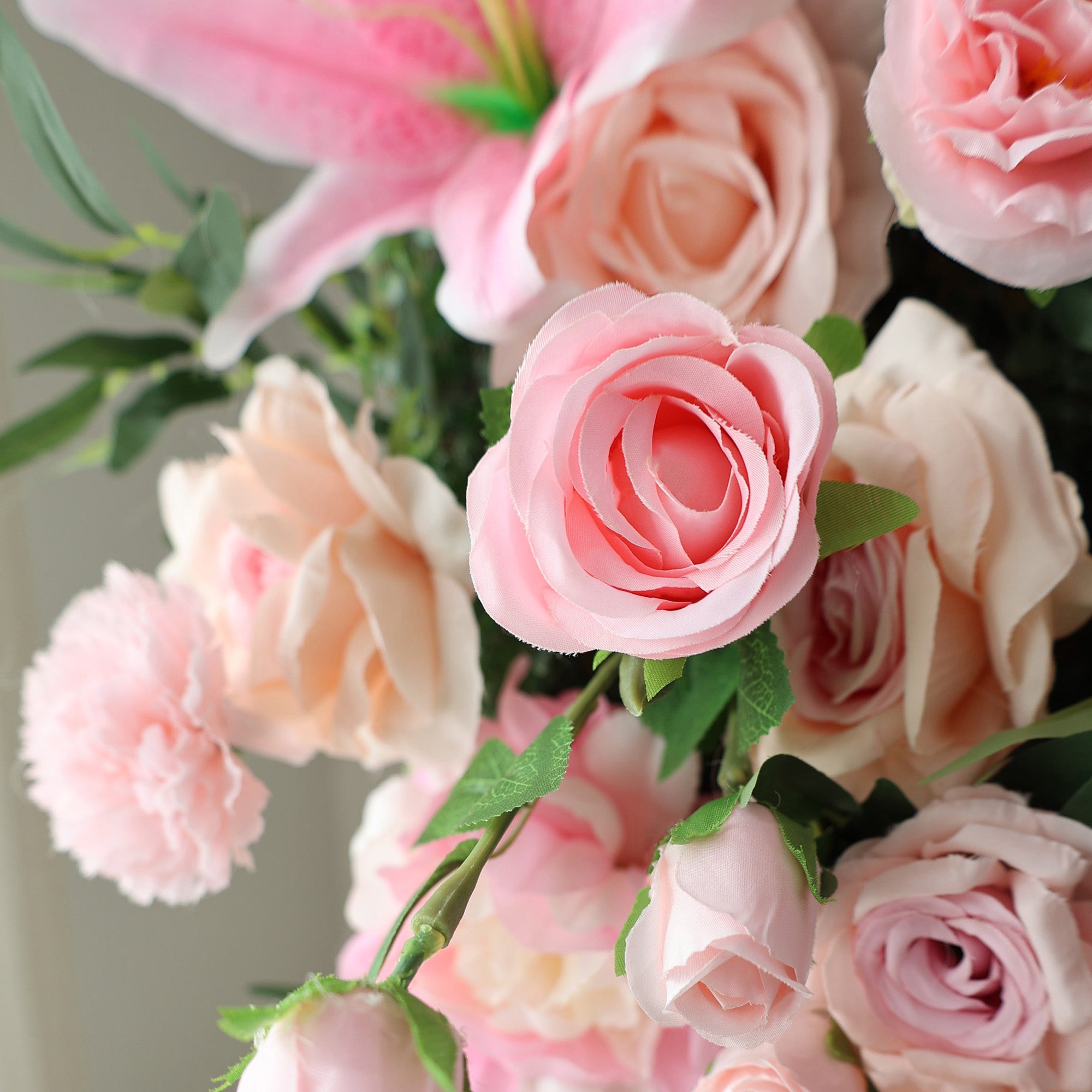 ValarFlower Blush Pink Lily & Rose Floral Symphony Flower Wall: A Romantic Masterpiece for Dreamy Weddings & Elegant Celebrations-VF-508