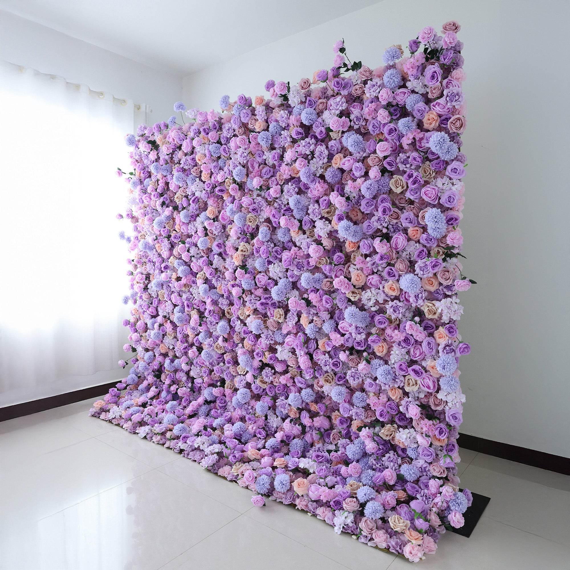 ValarFlower Lavender & Lilac Floral Symphony Flower Wall: A Dreamy Purple Haven for Enchanting Celebrations-VF-515
