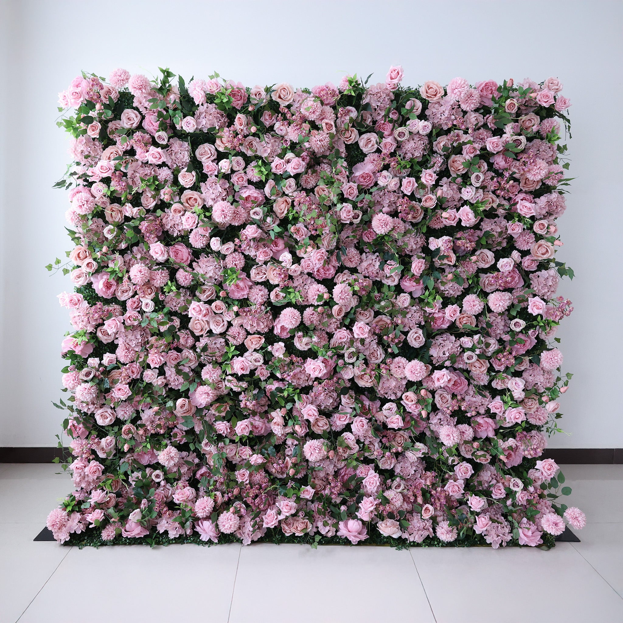 ValarFlower Blush Pink & Lush Green Floral Extravaganza Wall: A Romantic, Enchanting Masterpiece for Dreamy Celebrations VF-613