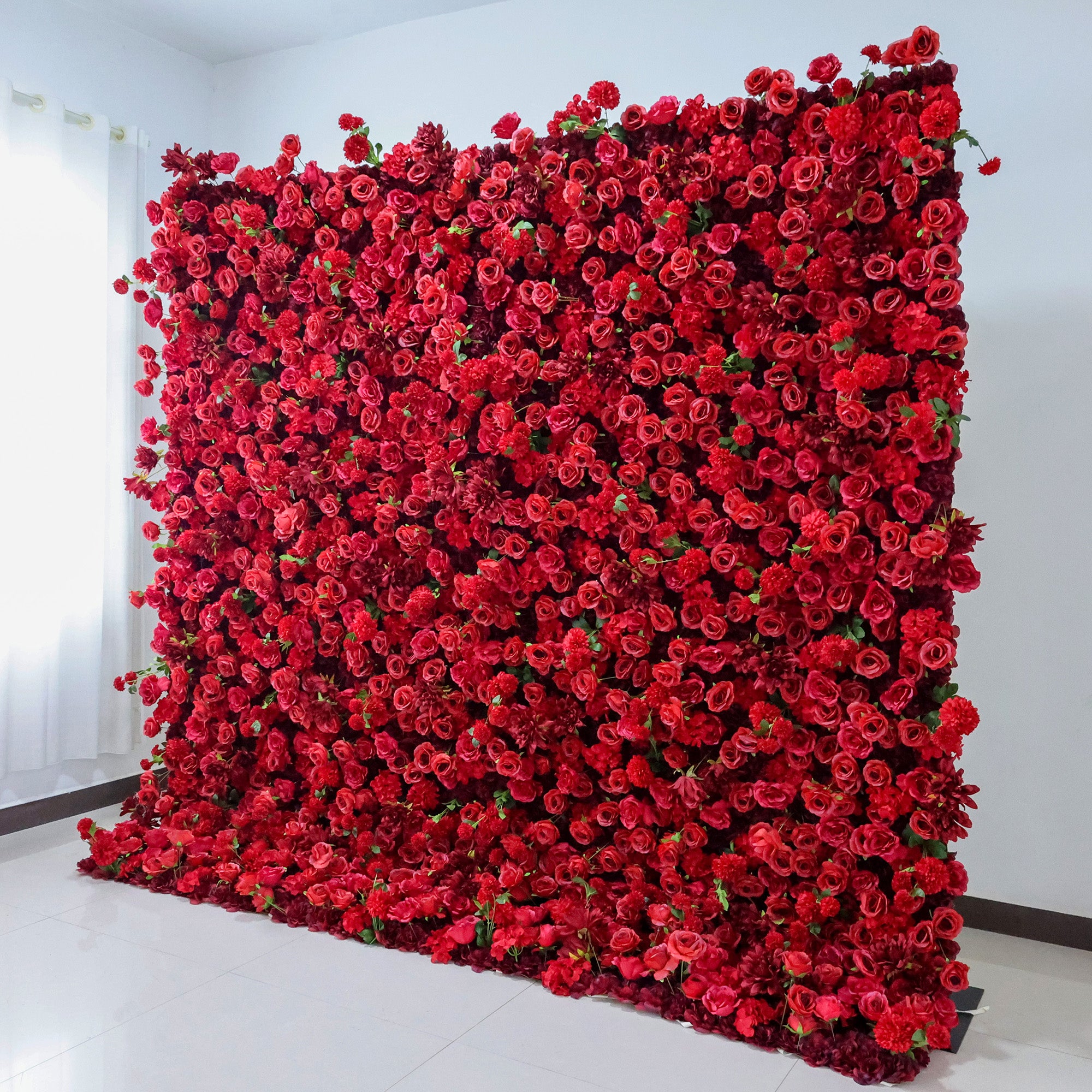 ValarFlower Scarlet Rose Extravaganza Floral Wall: A Passionate & Opulent Masterpiece for Unforgettable Celebrations-VF-517