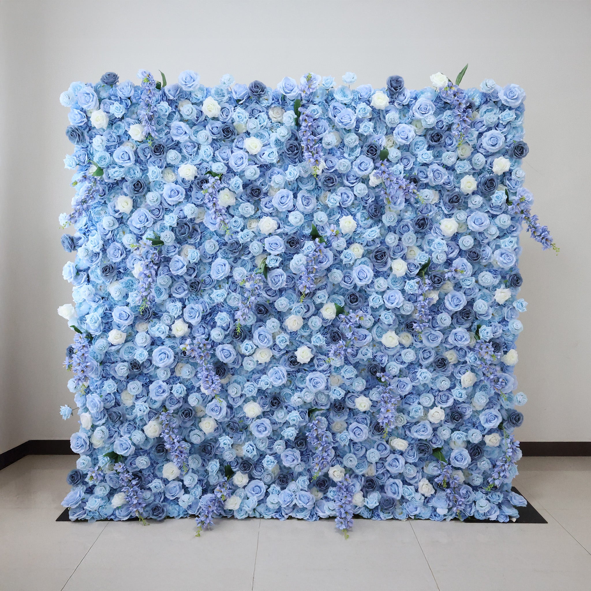 ValarFlower Azure & Periwinkle Blue Floral Symphony Wall: A Serene & Dreamy Masterpiece for Enchanting Celebrations-VF-519