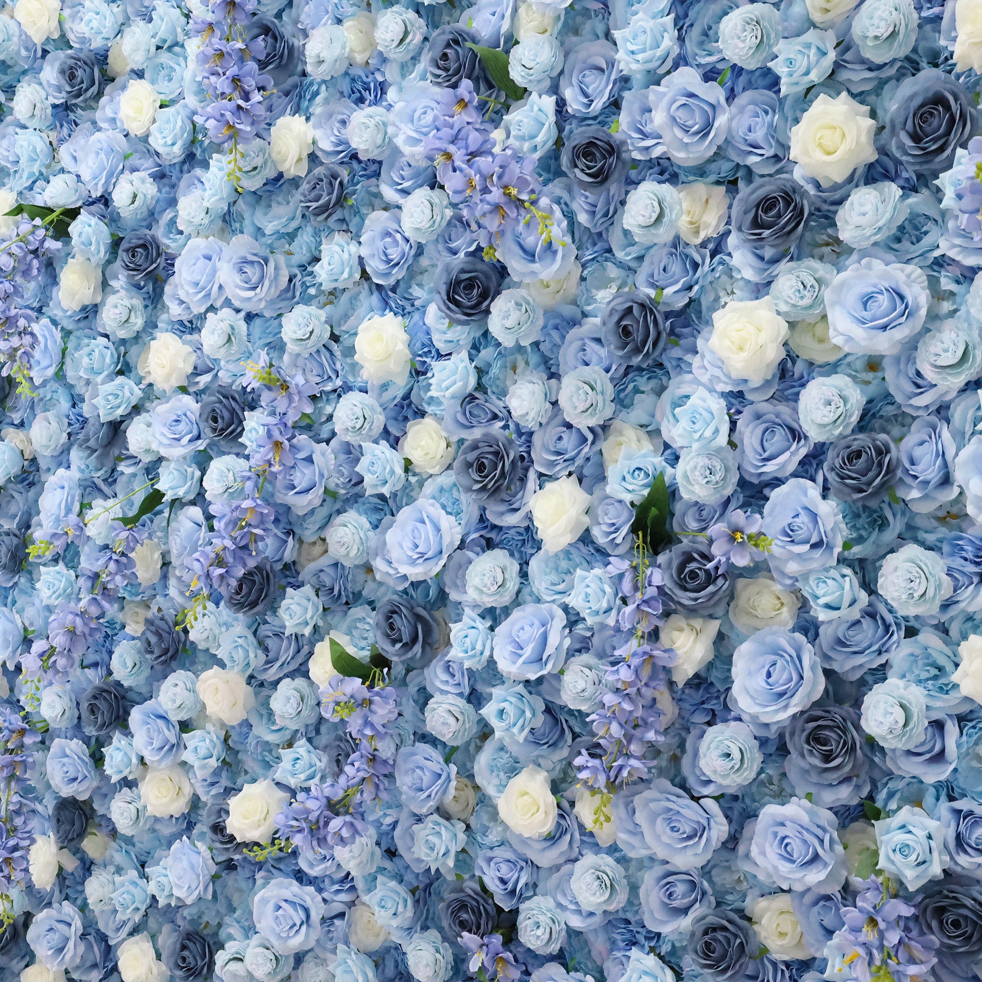 ValarFlower Azure & Periwinkle Blue Floral Symphony Wall: A Serene & Dreamy Masterpiece for Enchanting Celebrations-VF-519