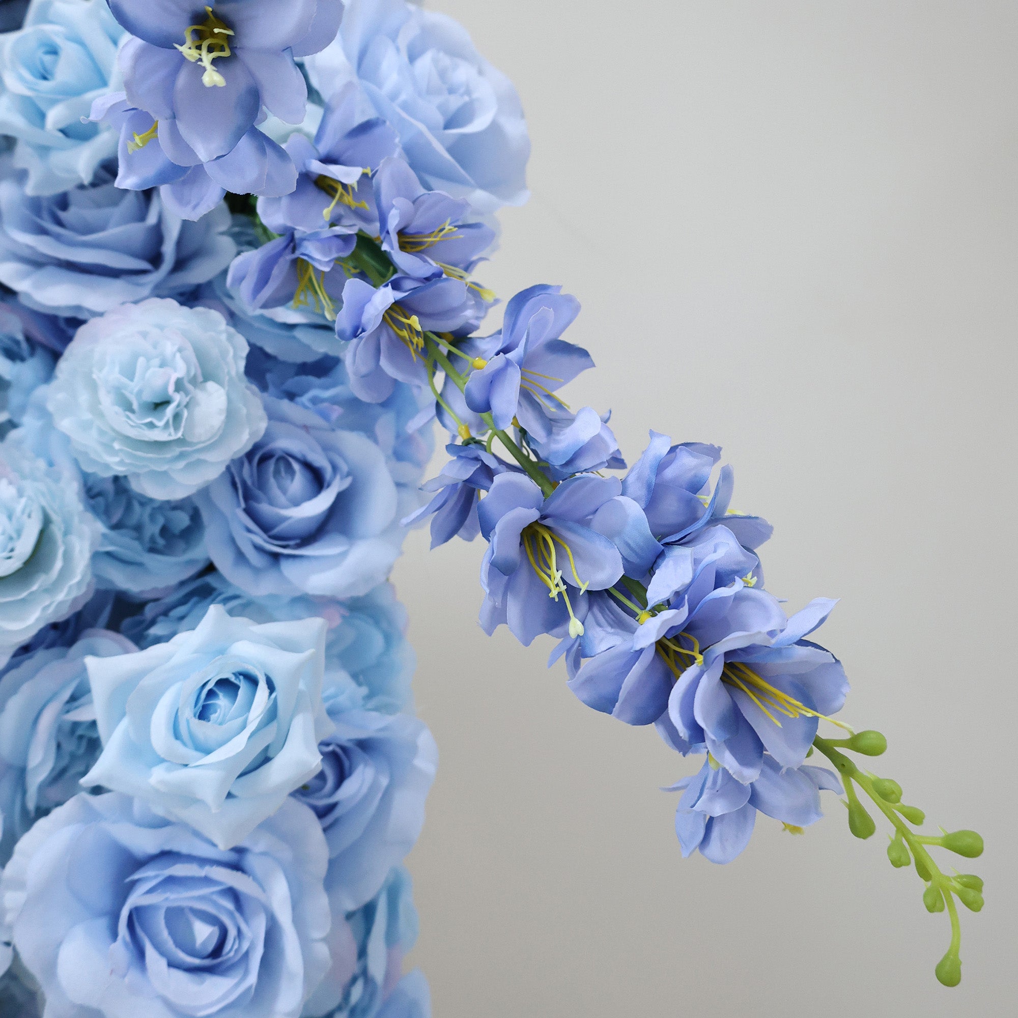 ValarFlower Azure & Periwinkle Blue Floral Symphony Wall: A Serene & Dreamy Masterpiece for Enchanting Celebrations-VF-519