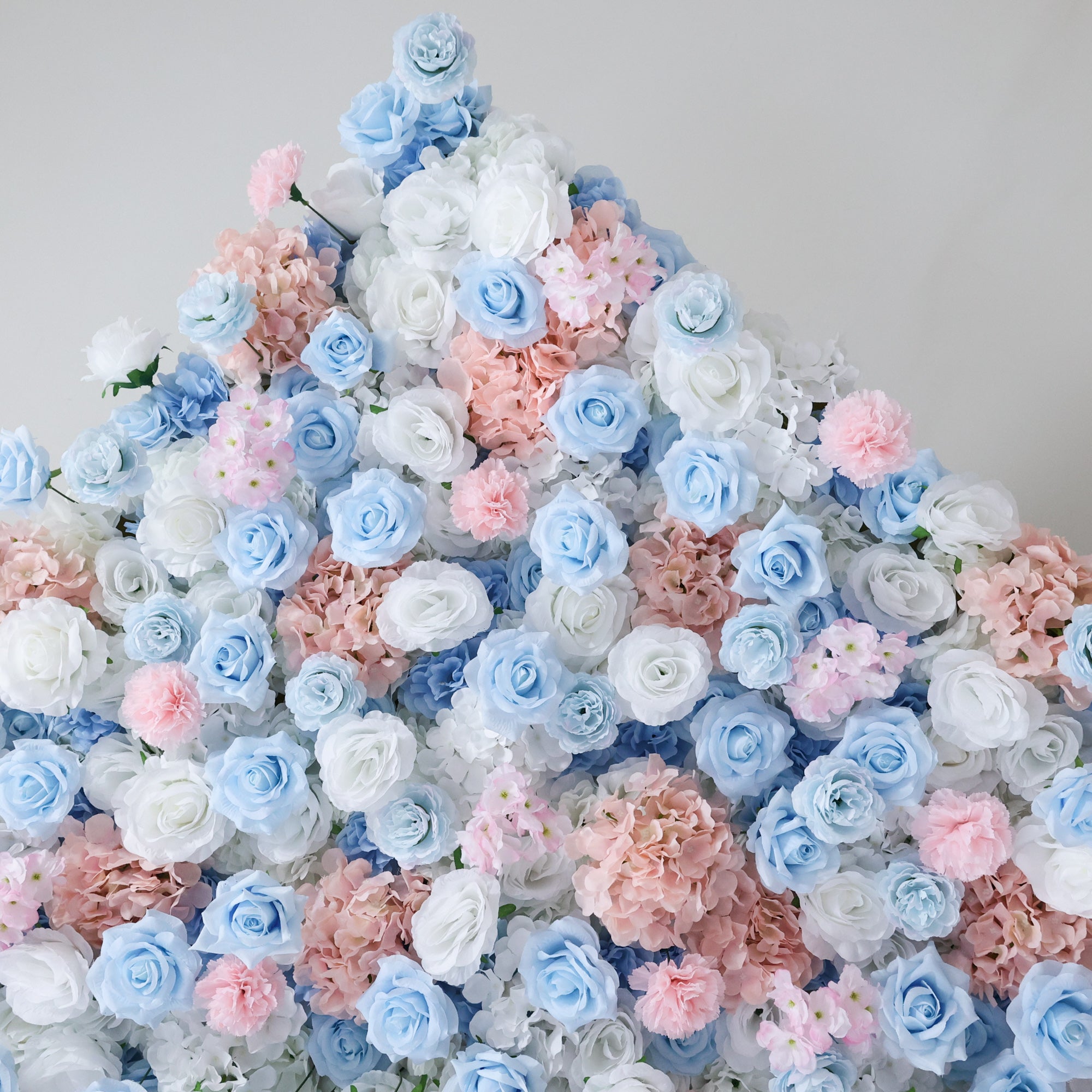 ValarFlower Pastel Blue & Blush Pink Floral Extravaganza Wall: A Dreamy, Elegant Masterpiece for Whimsical Celebrations VF-617