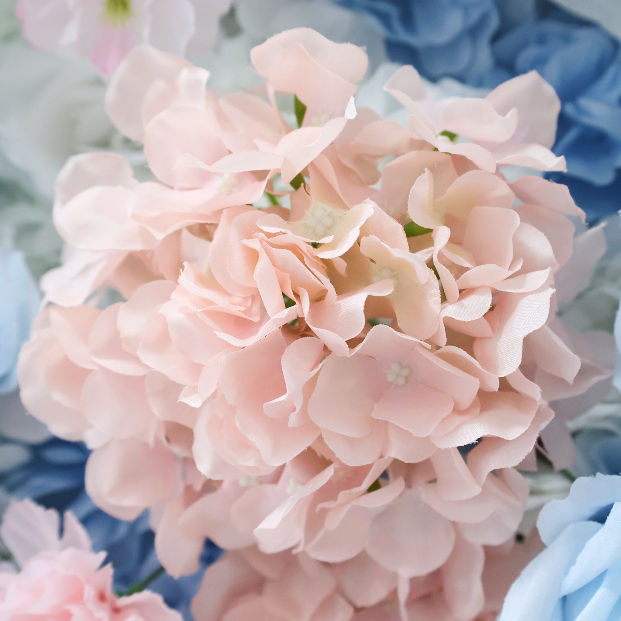 ValarFlower Pastel Blue & Blush Pink Floral Extravaganza Wall: A Dreamy, Elegant Masterpiece for Whimsical Celebrations VF-617