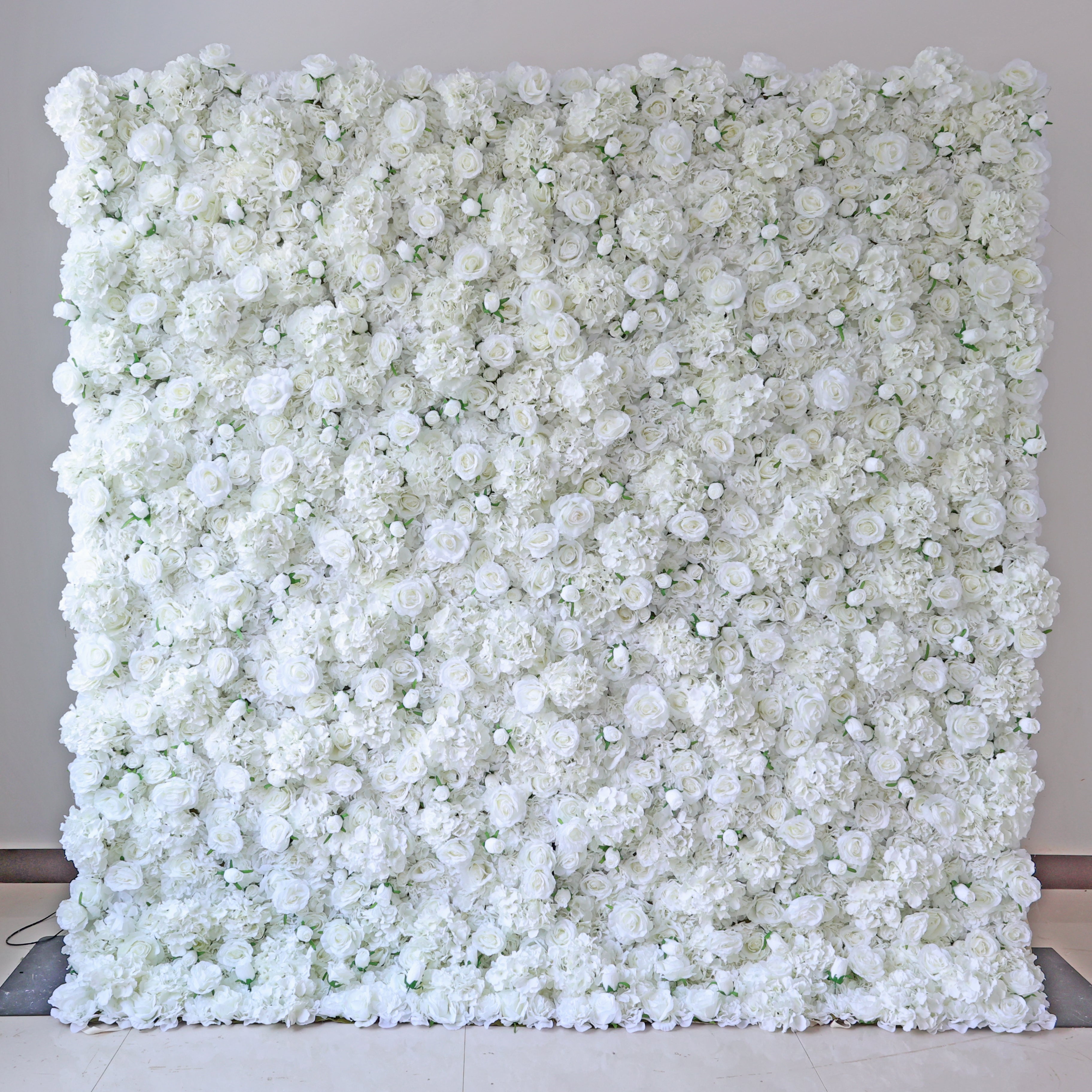 3D White Rose Roll-Up Flower Wall Backdrop for Wedding & Party Celebration Decor VF-157