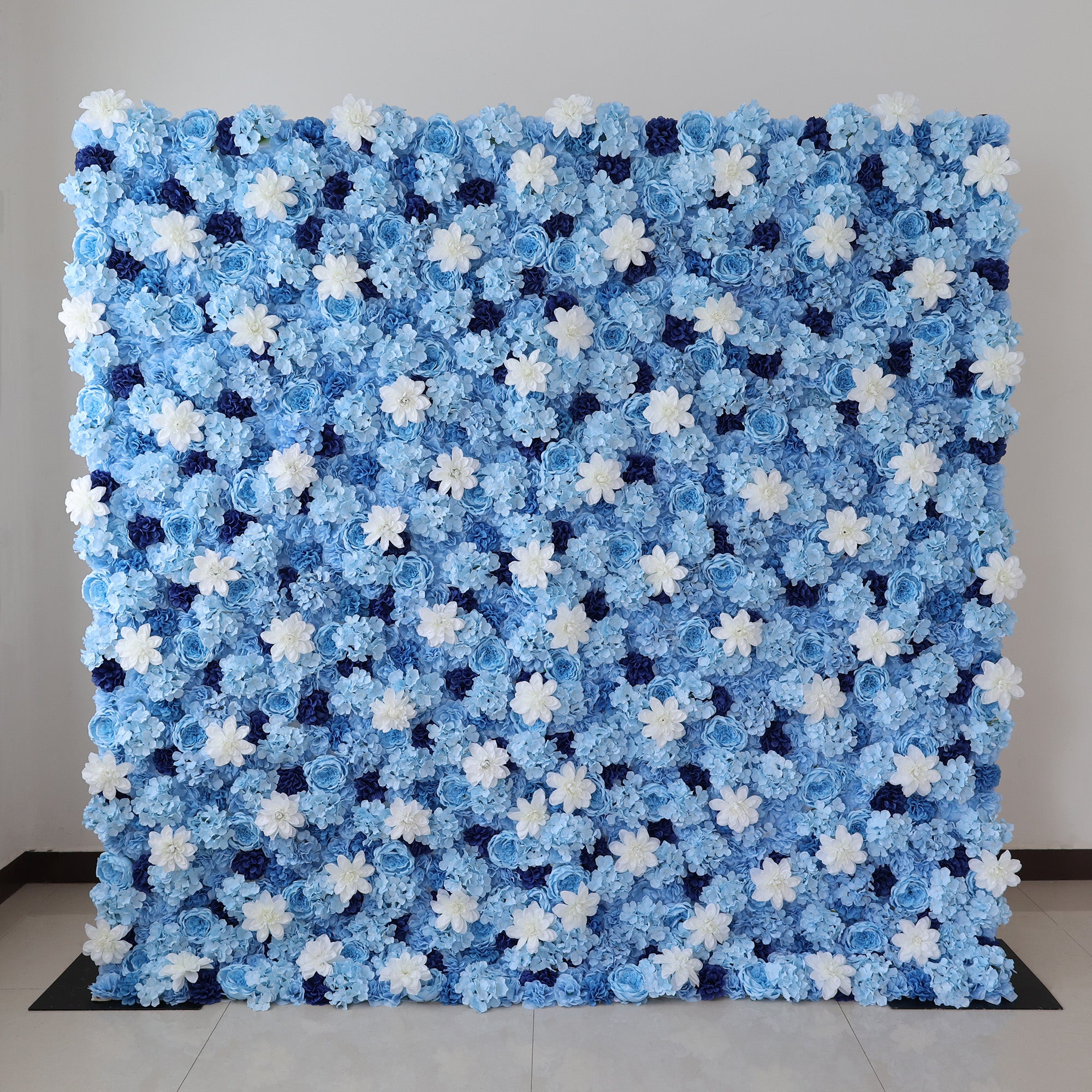 ValarFlower Blue & White Floral Wall: A Serene, Elegant Backdrop for Timeless Events VF-579