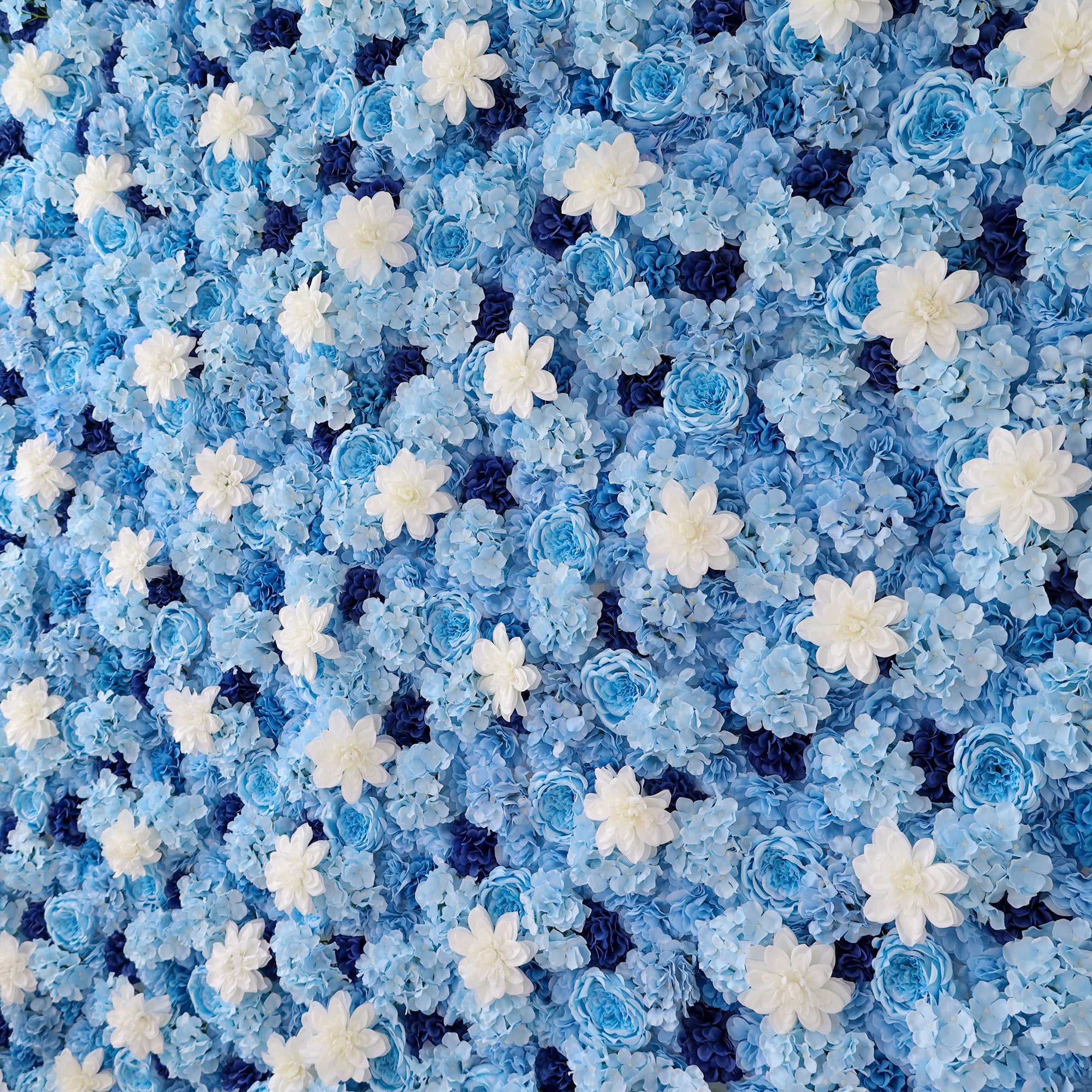 ValarFlower Blue & White Floral Wall: A Serene, Elegant Backdrop for Timeless Events VF-579