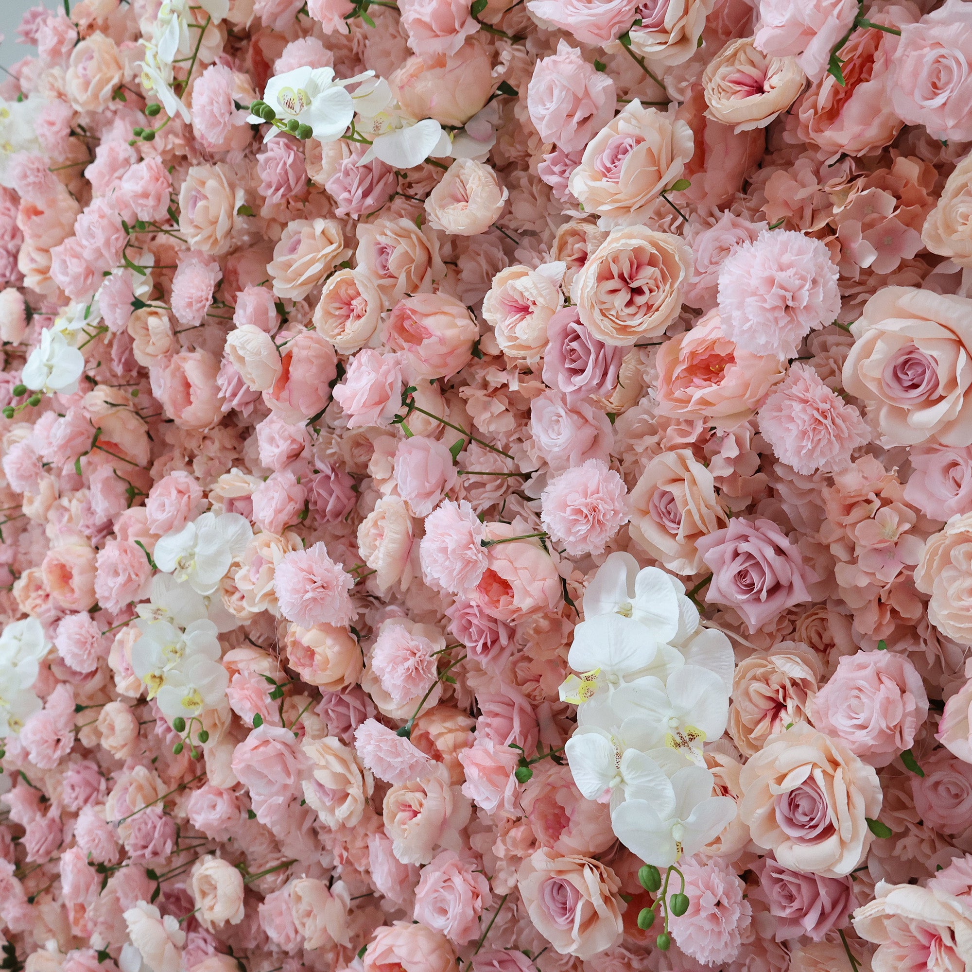 ValarFlower Blush & White Floral Extravaganza Wall: A Romantic, Dreamy Masterpiece for Enchanting Celebrations VF-550