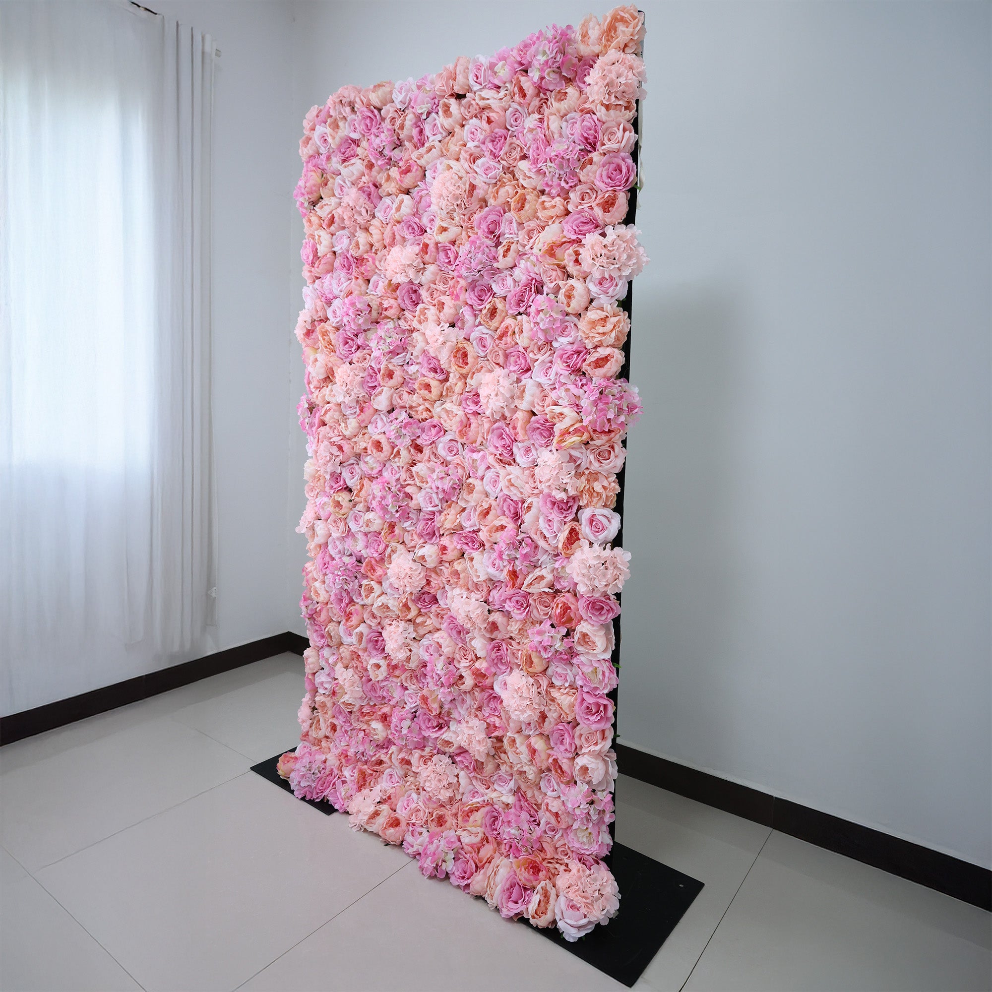 ValarFlower Blush & Peach Floral Extravaganza Wall: A Romantic, Dreamy Masterpiece for Enchanting Celebrations VF-548