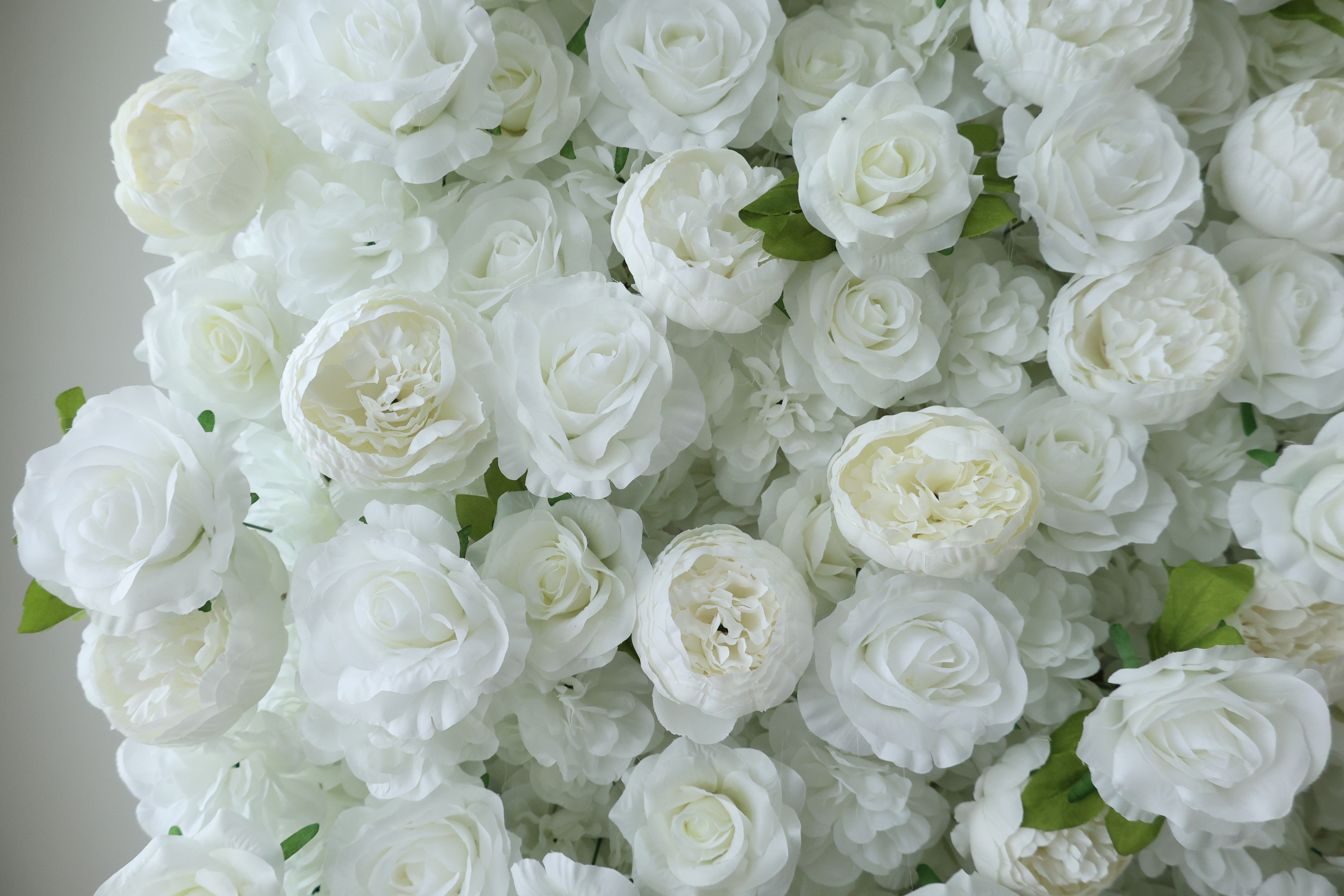 ValarFlower White Rose Artificial Flower Wall Backdrop, Elegant Wedding Decor for Ceremony and Photo Booth VF-670